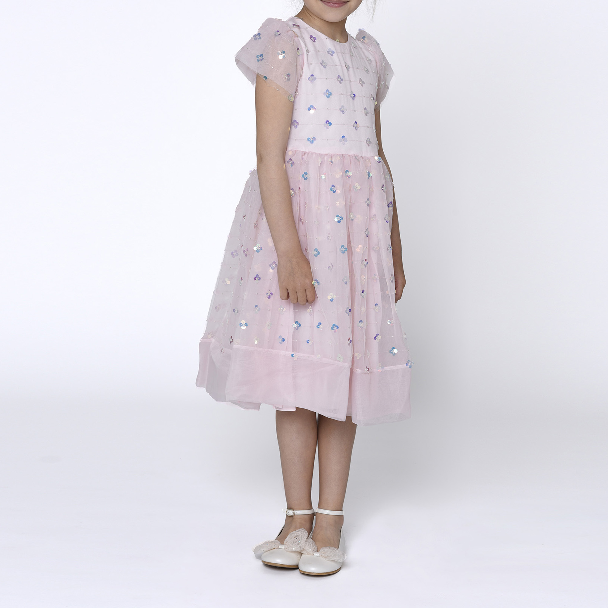 Long dress with short sleeves CHARABIA for GIRL