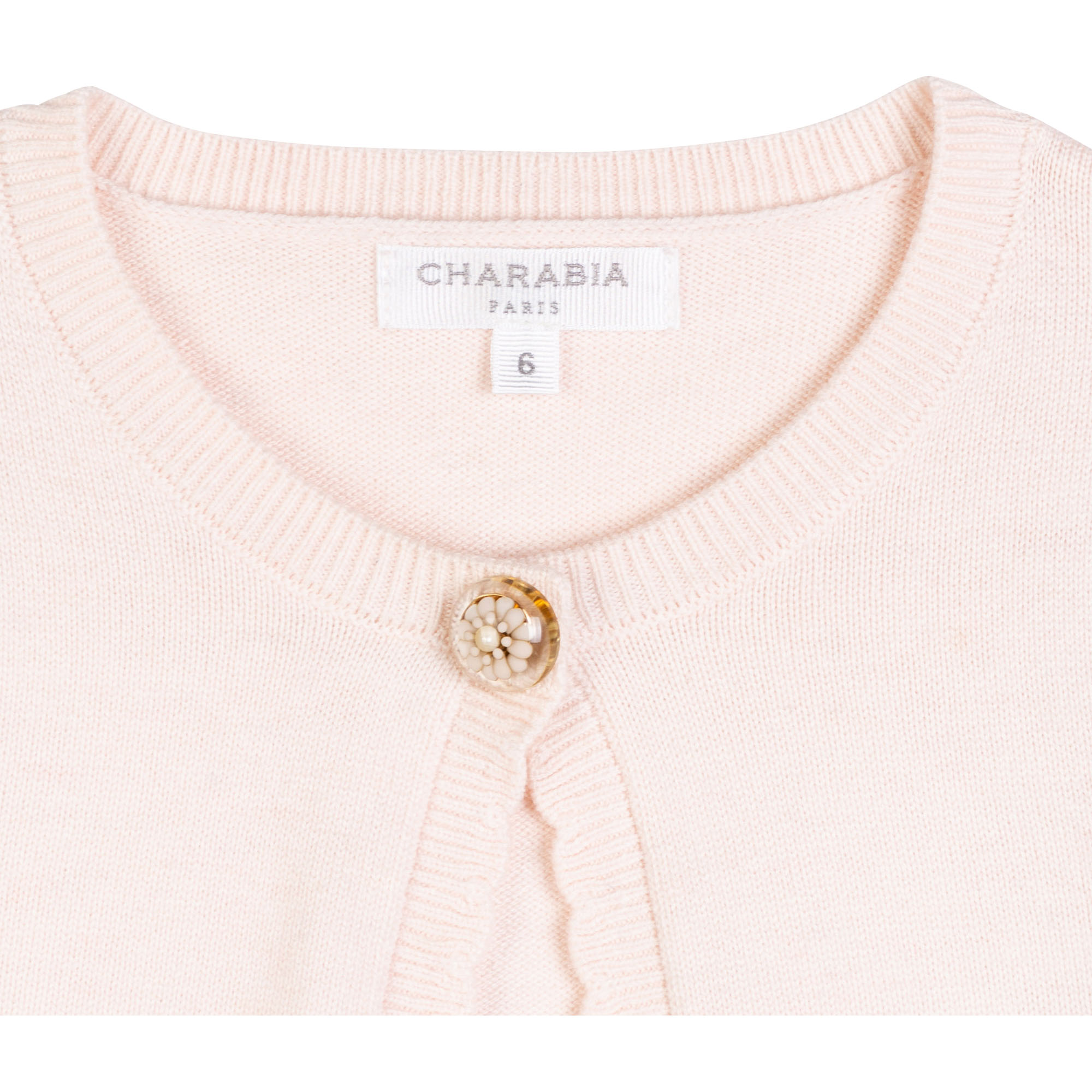 Cardigan tricot bouton fleur CHARABIA pour FILLE