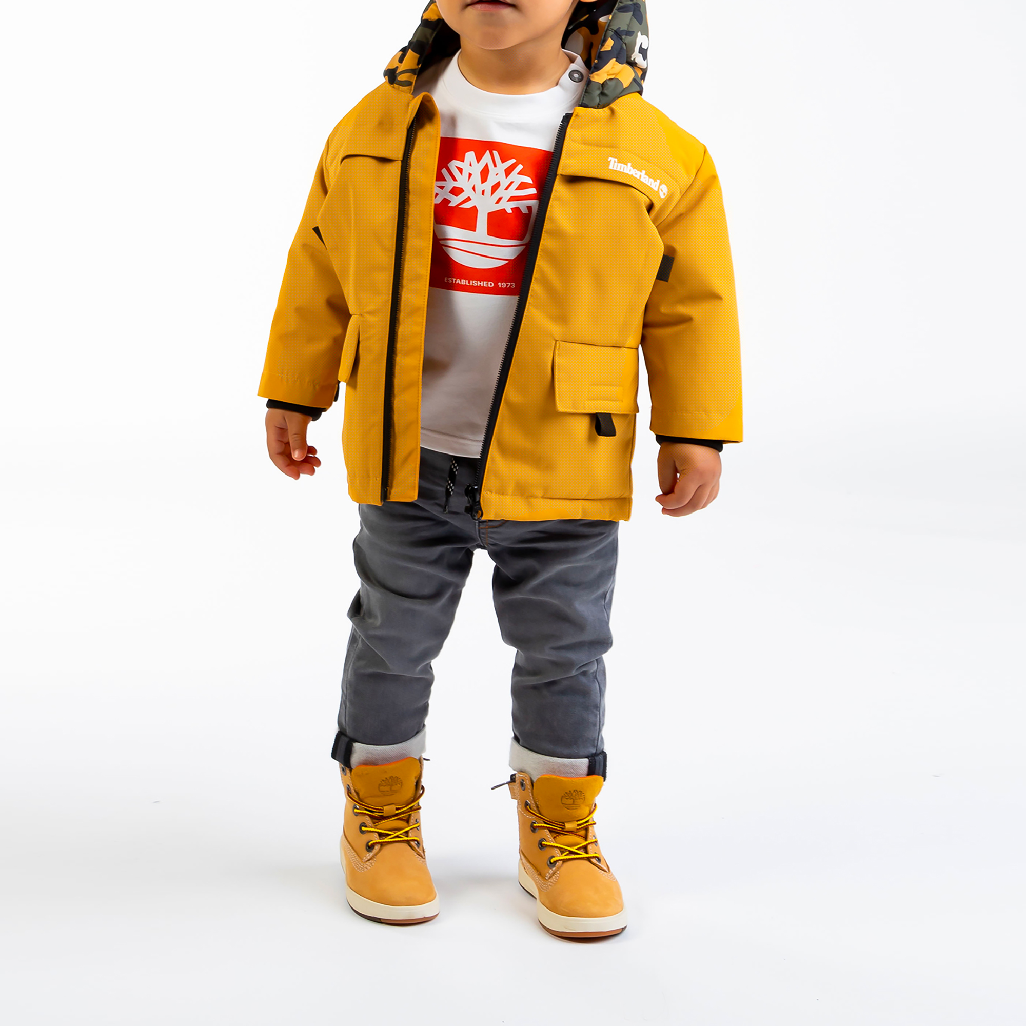 TIMBERLAND Parka à capuche déperlante bébé jaune - | Kids around