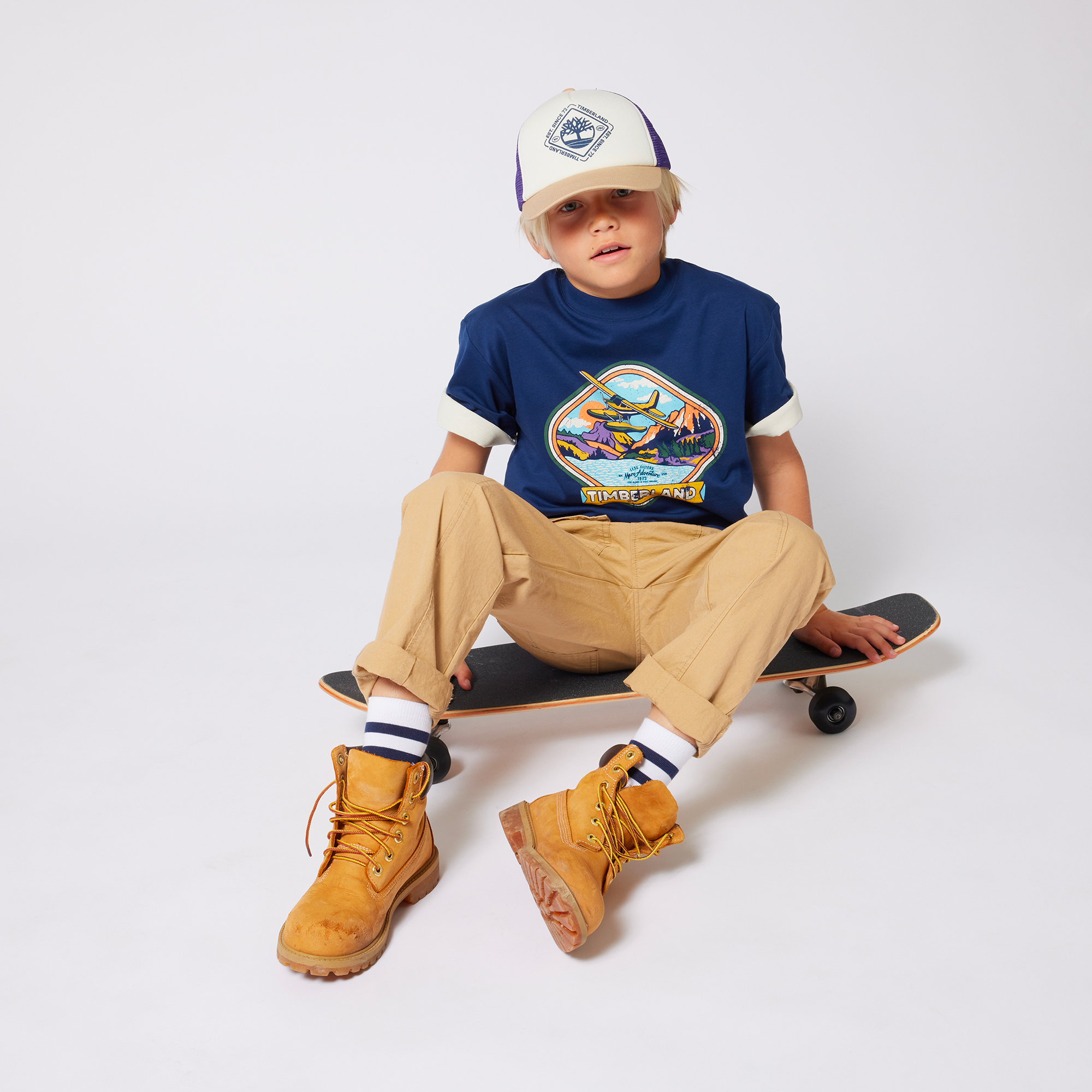 Tricolour bi-material cap TIMBERLAND for BOY