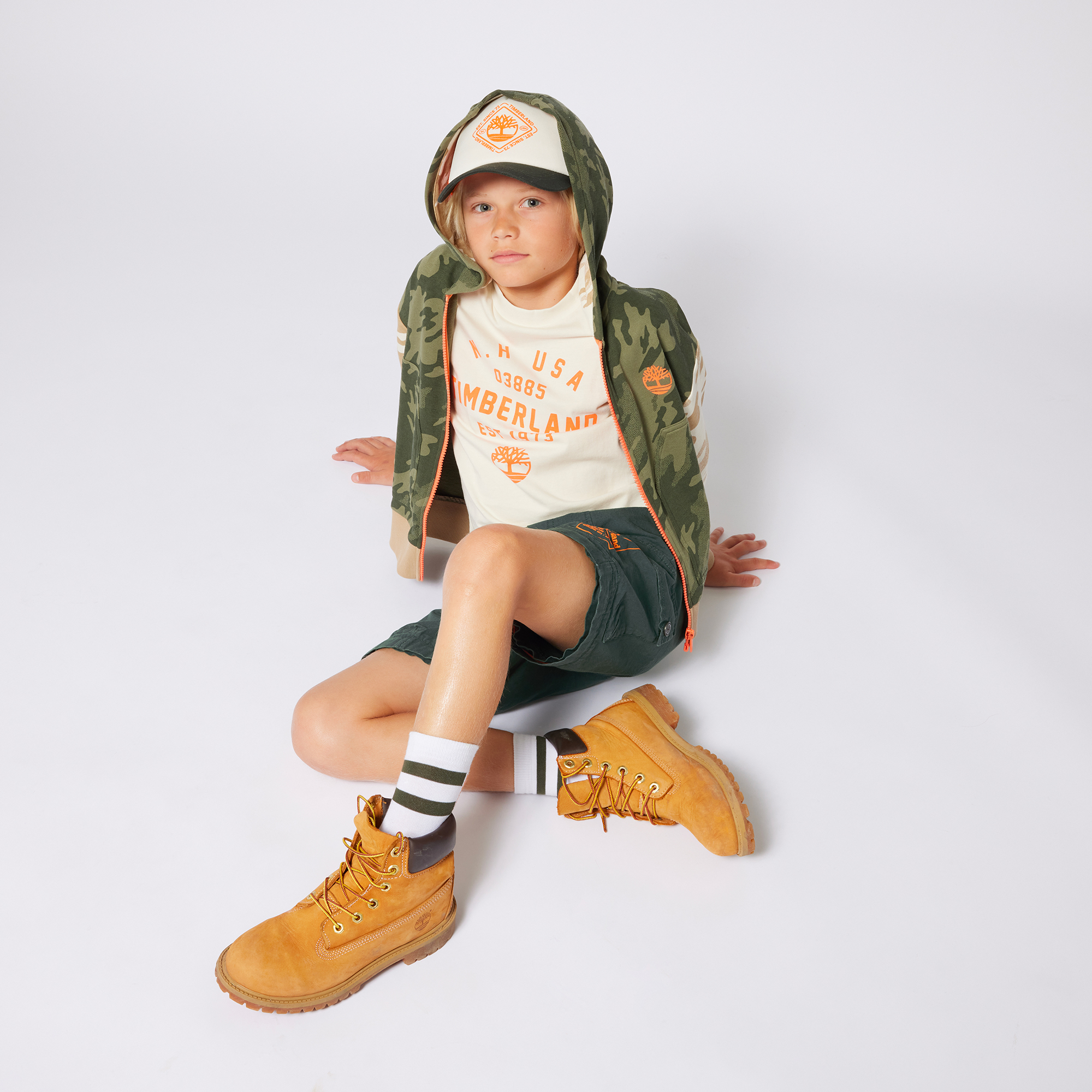 Tricolour bi-material cap TIMBERLAND for BOY