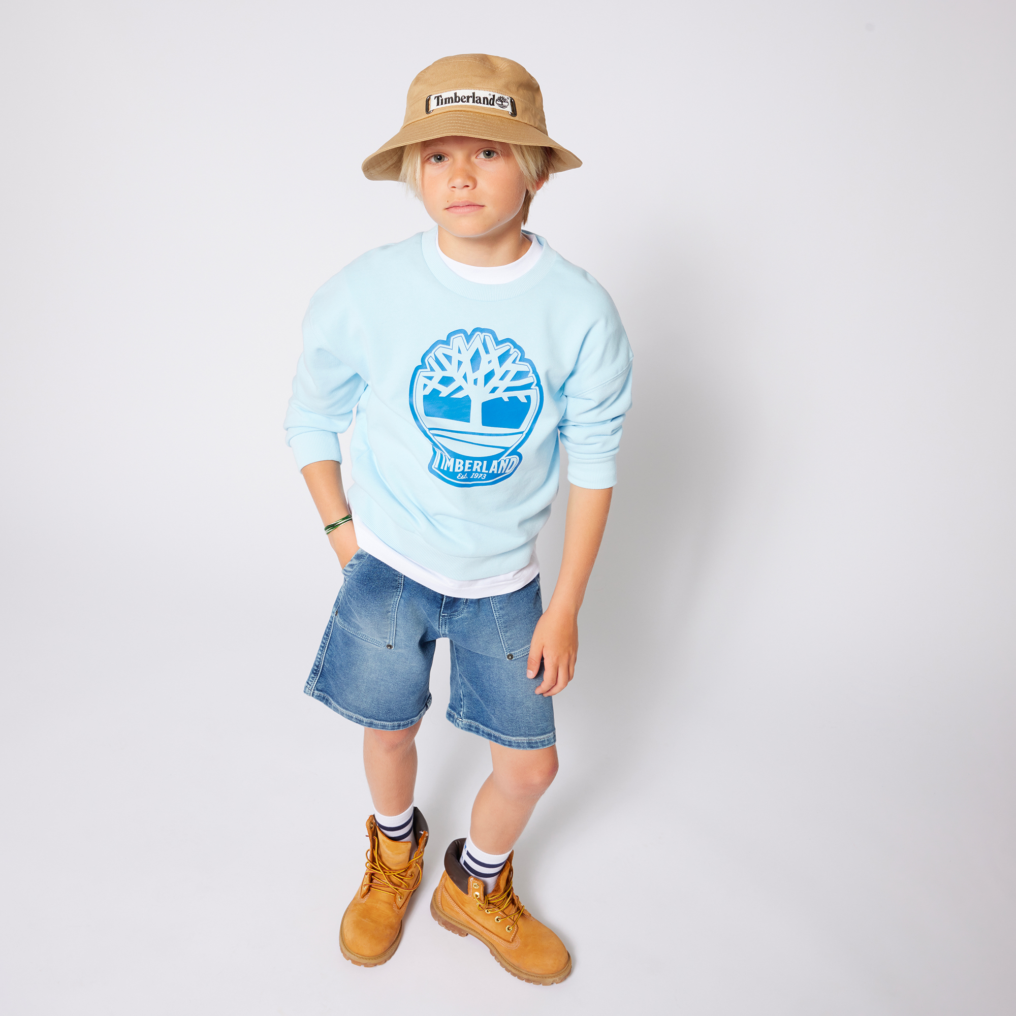 Plain bucket hat with trim TIMBERLAND for BOY