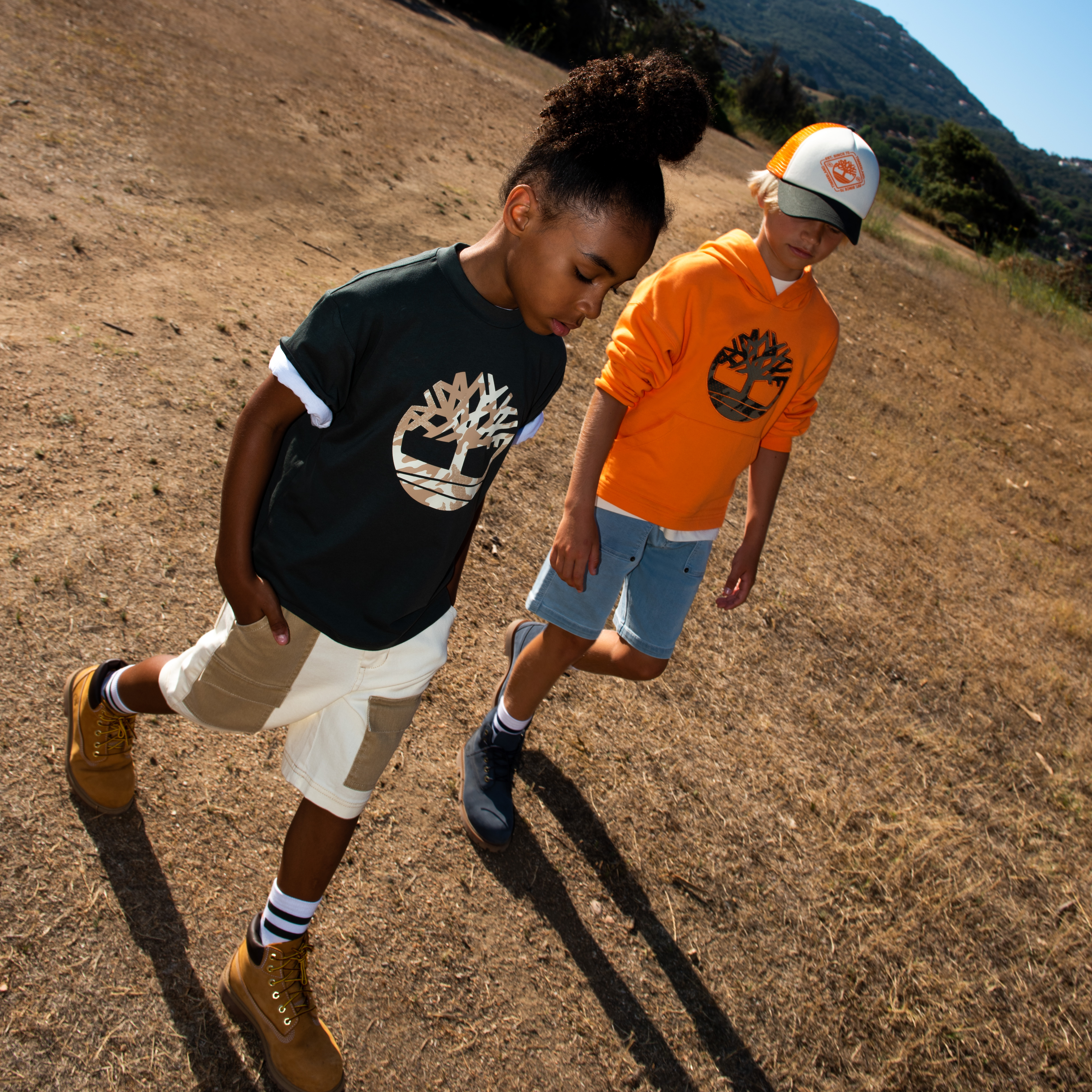 T-shirt bicolore con logo TIMBERLAND Per RAGAZZO