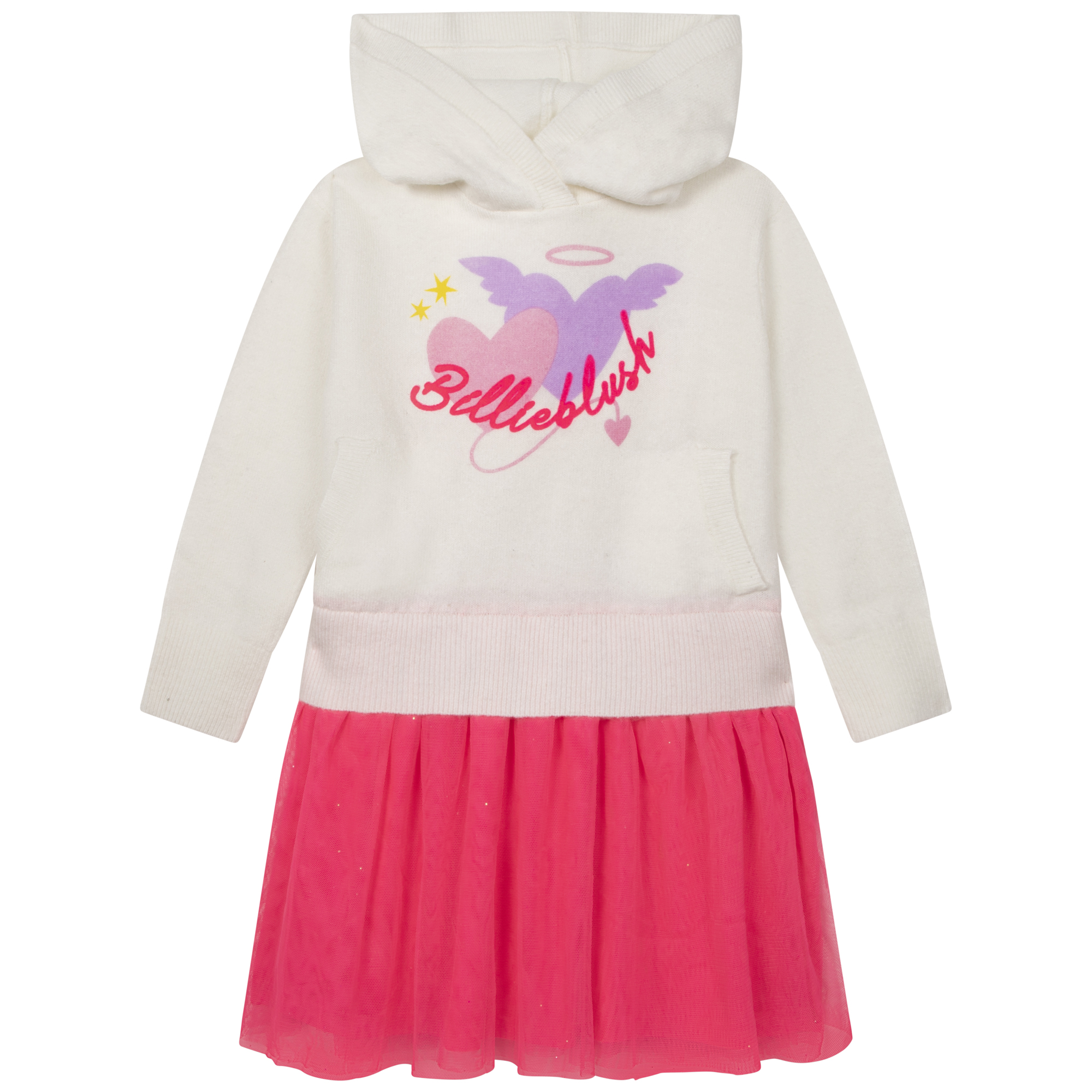 Hooded knitted and tulle dress BILLIEBLUSH for GIRL