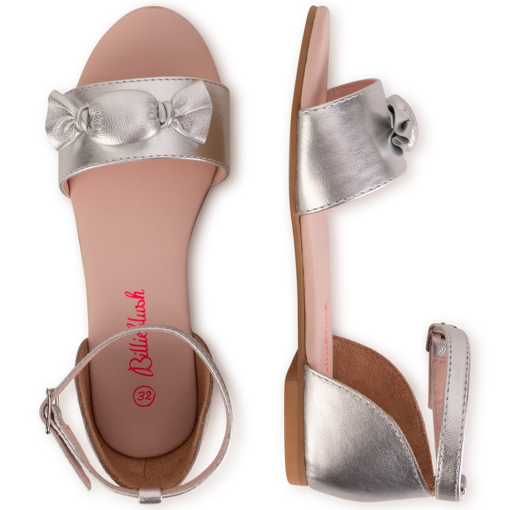 Silver leather couture sandals BILLIEBLUSH for GIRL