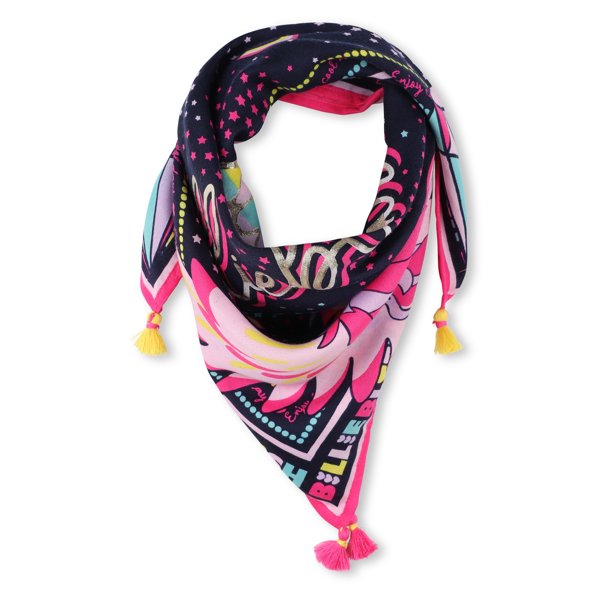 Printed scarf with pompoms BILLIEBLUSH for GIRL