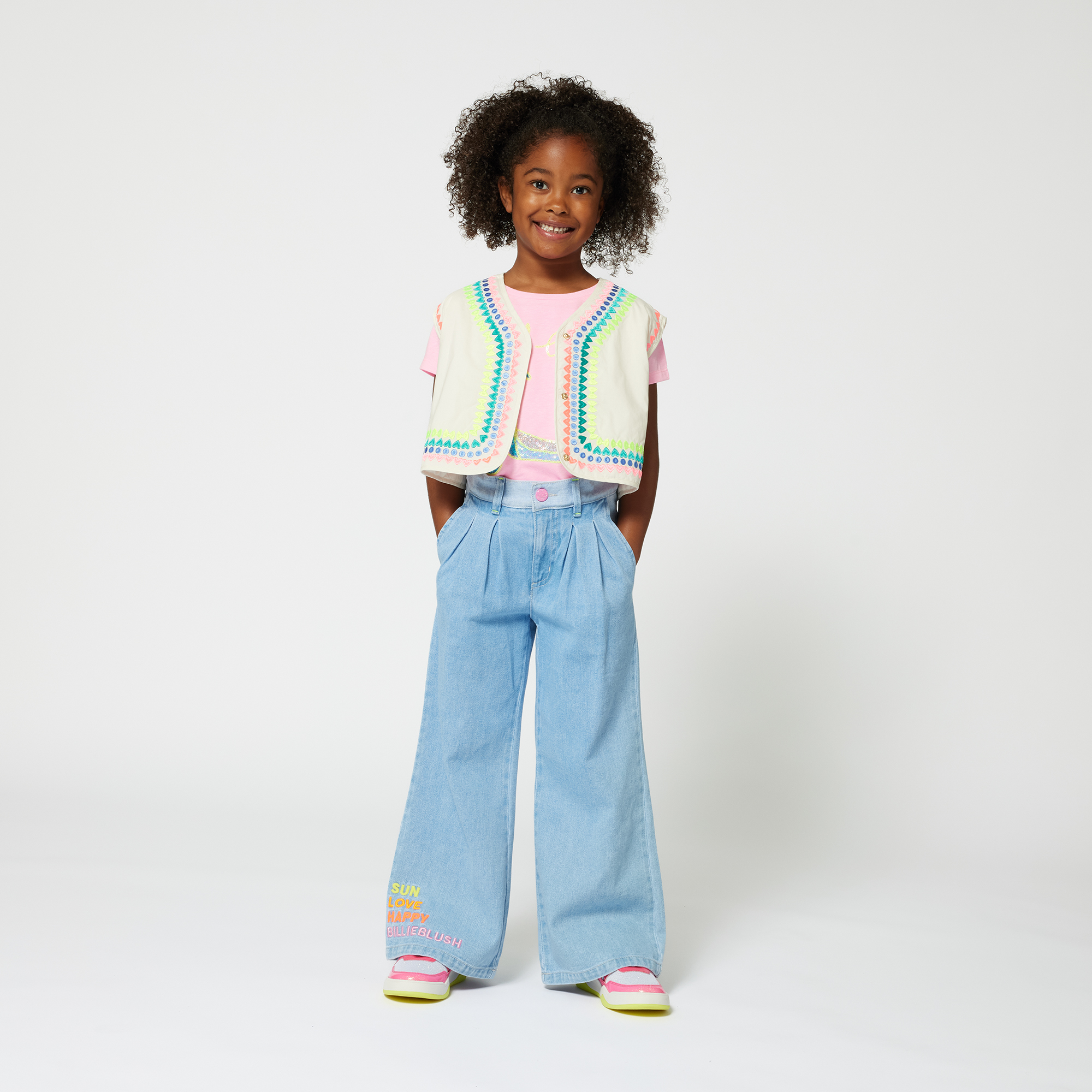 Wide embroidered cotton jeans BILLIEBLUSH for GIRL