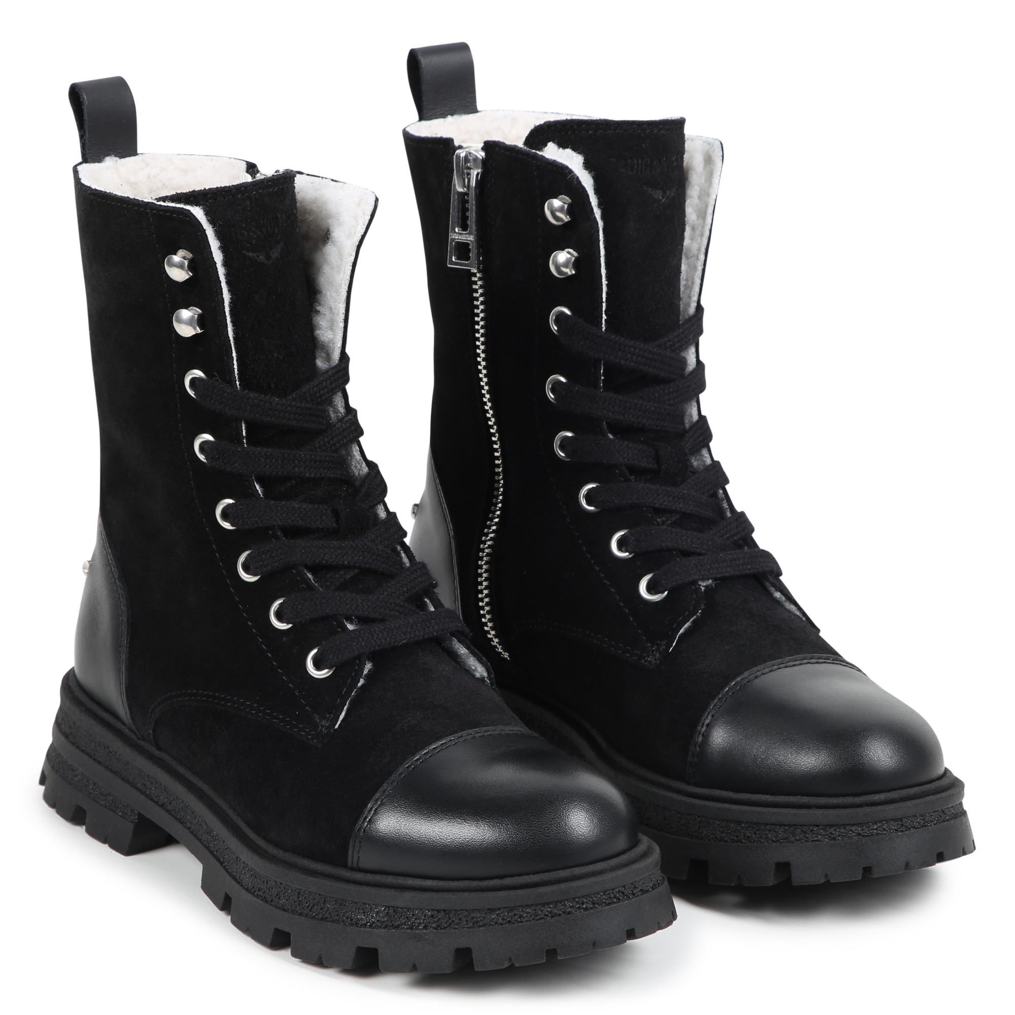 ZADIG VOLTAIRE Bottines a lacets en cuir fille noir Kids around