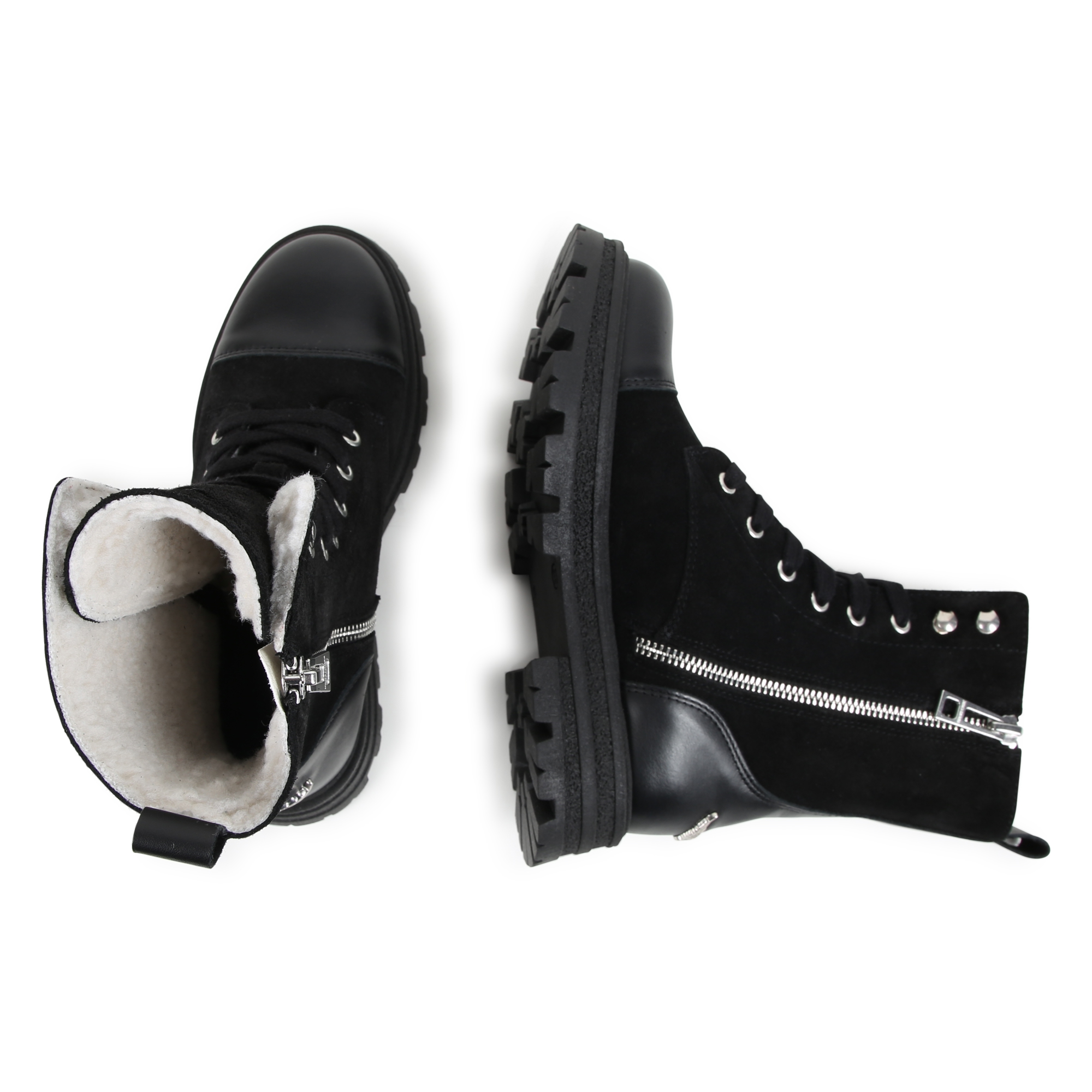 ZADIG VOLTAIRE Bottines a lacets en cuir de vachette fille noir Kids around