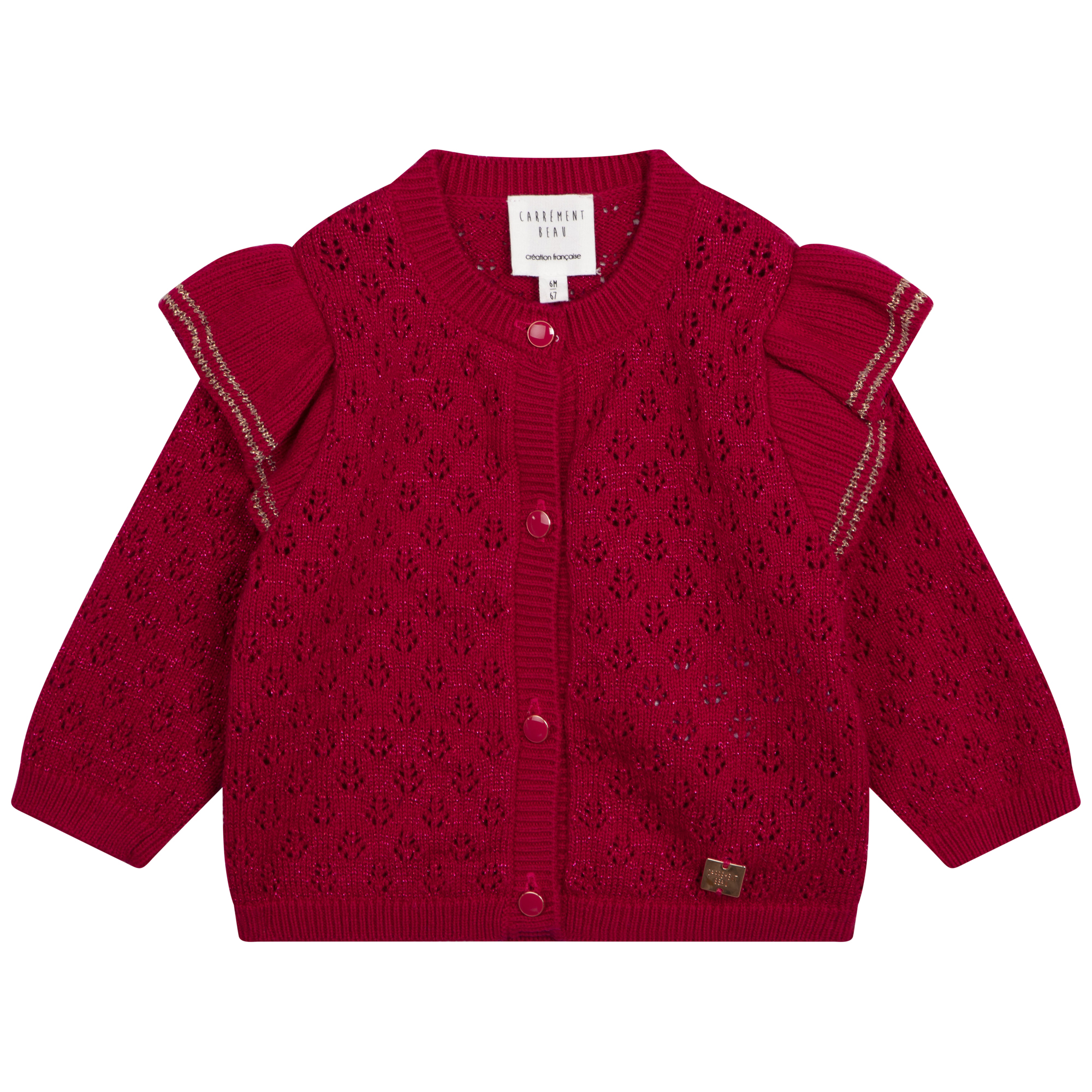 Frilled knitted cardigan CARREMENT BEAU for GIRL