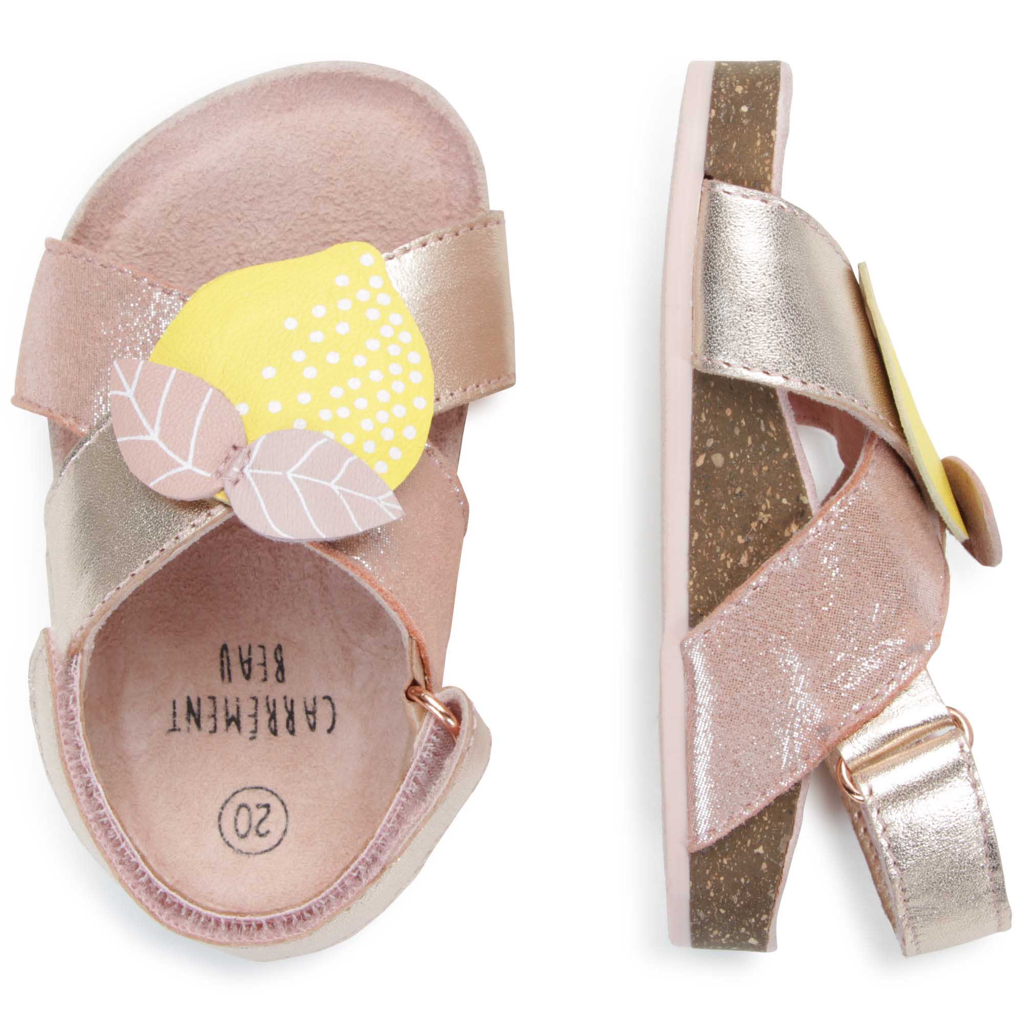 Leather hook-and-loop sandals CARREMENT BEAU for GIRL