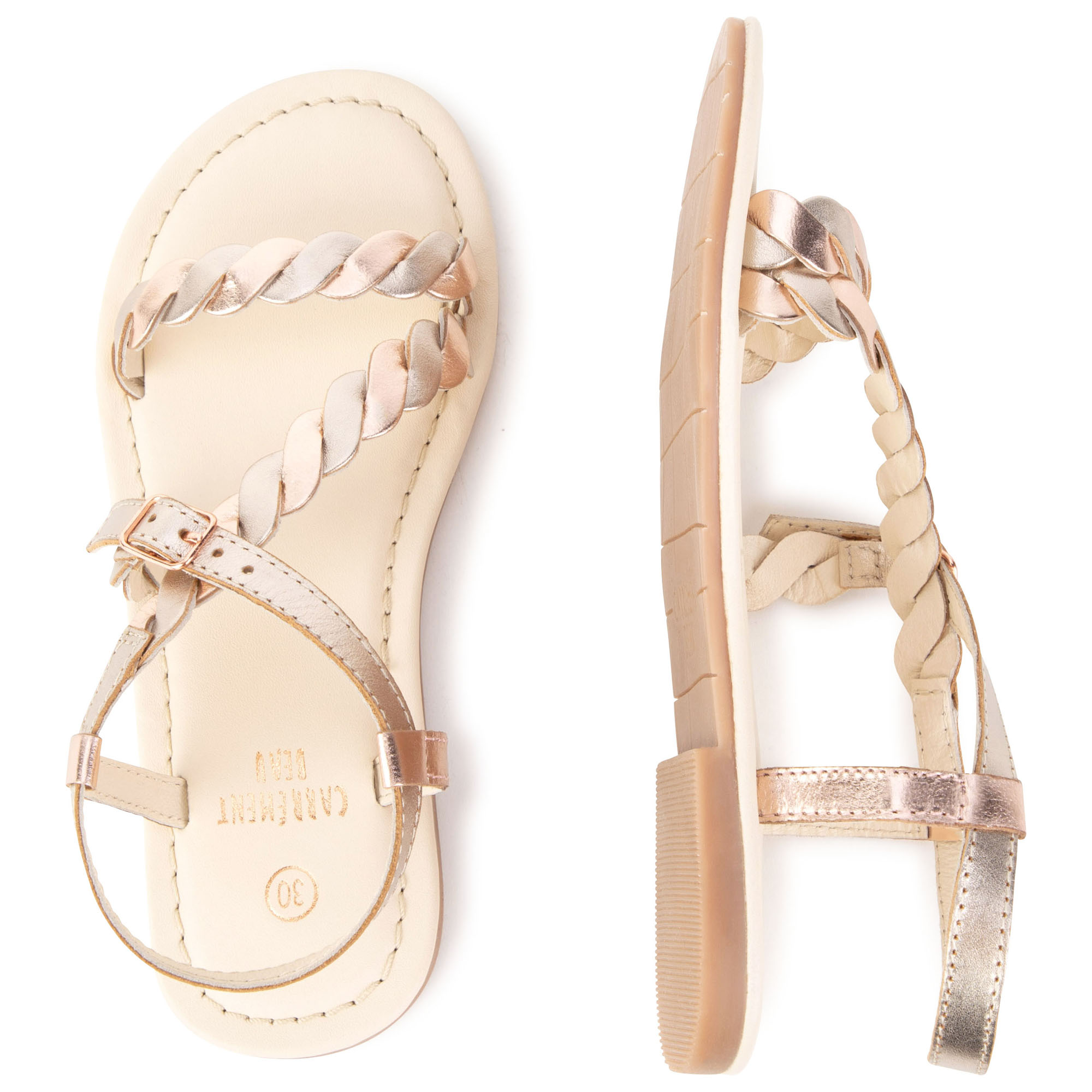 Braided sandals with buckle CARREMENT BEAU for GIRL