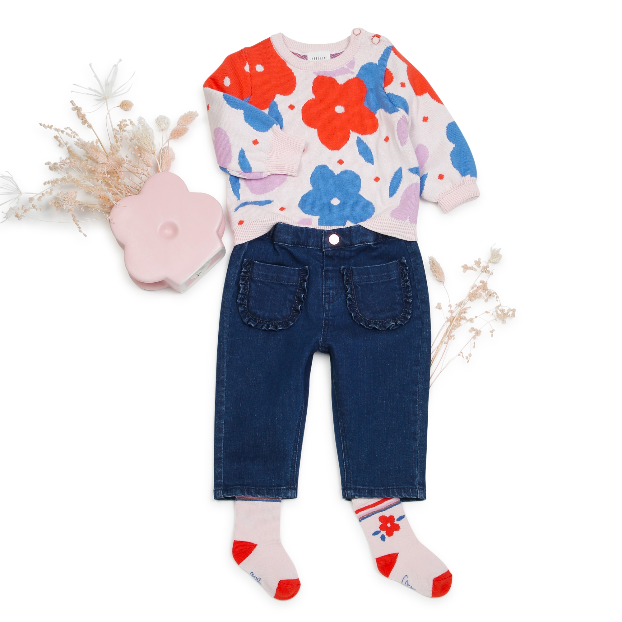 Pull en tricot motif fleurs CARREMENT BEAU pour FILLE