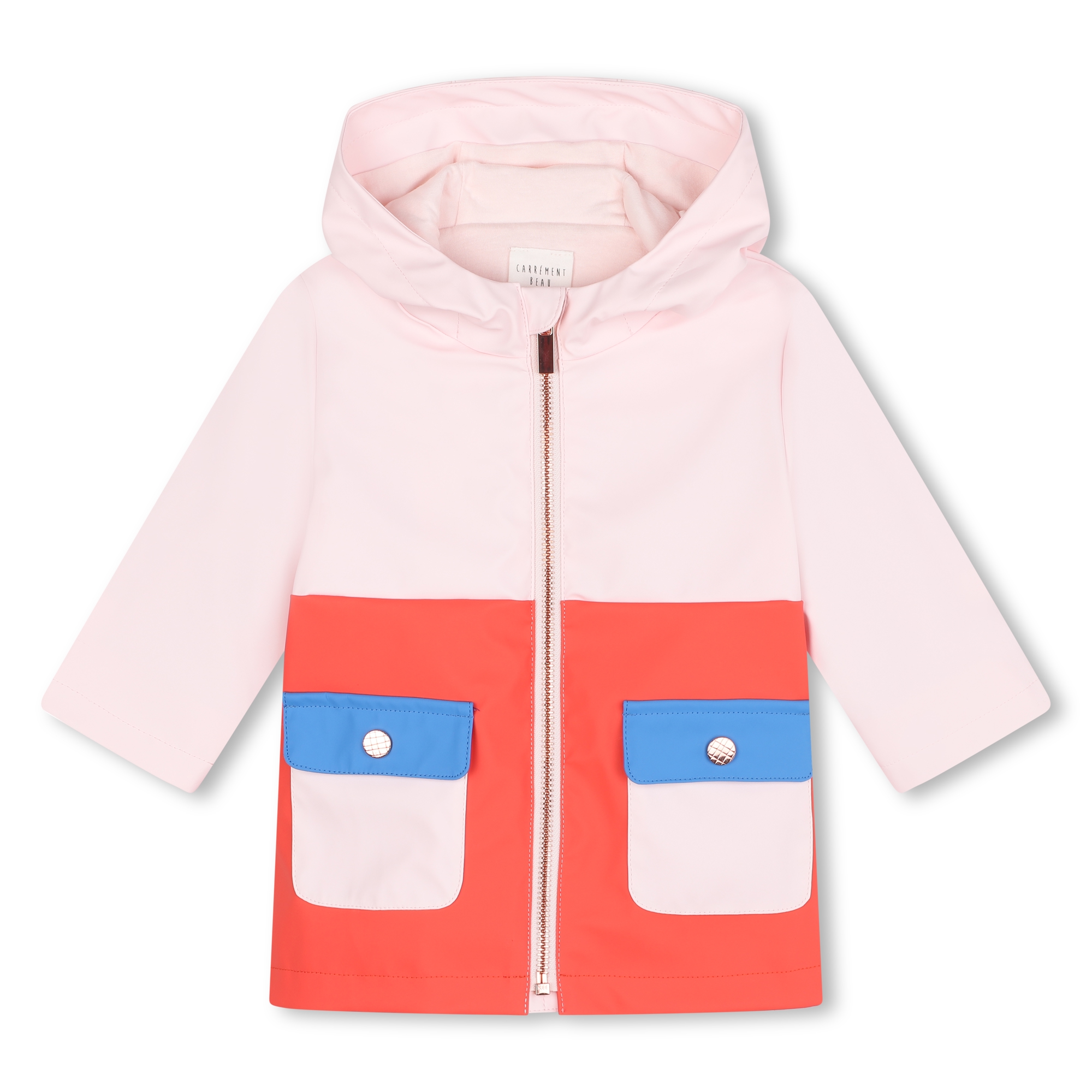 Tricoloured hooded raincoat CARREMENT BEAU for GIRL