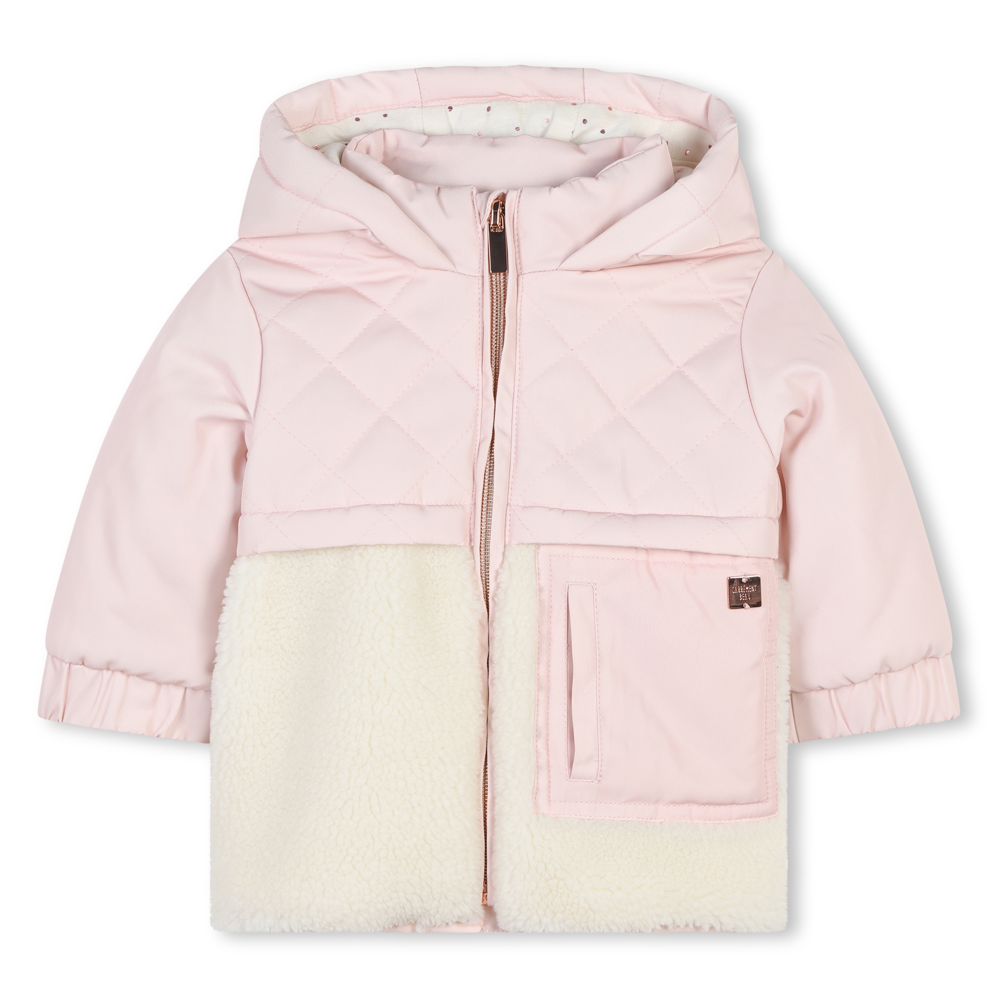 Bimaterial hooded coat CARREMENT BEAU for GIRL