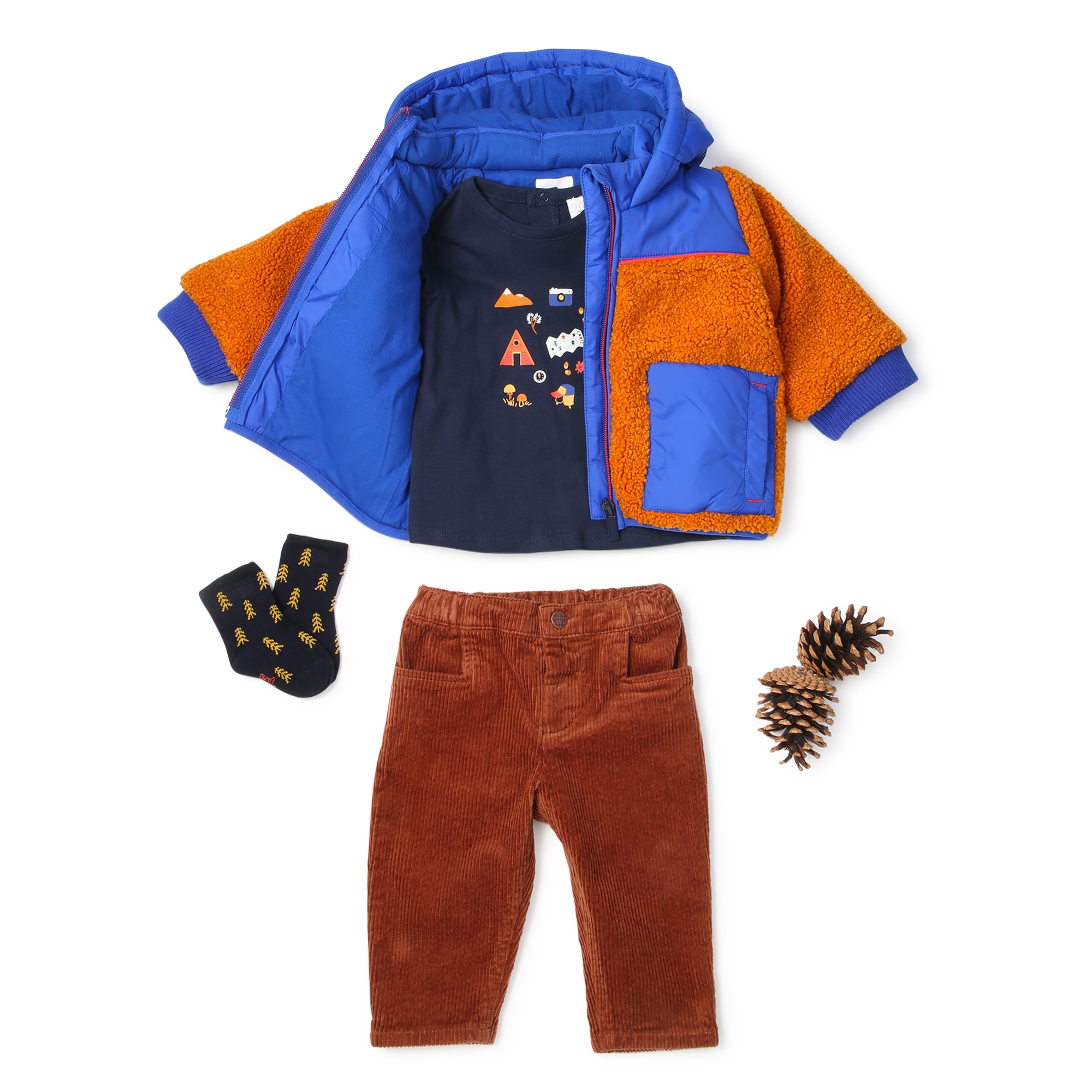 Two-tone bi-material coat CARREMENT BEAU for BOY