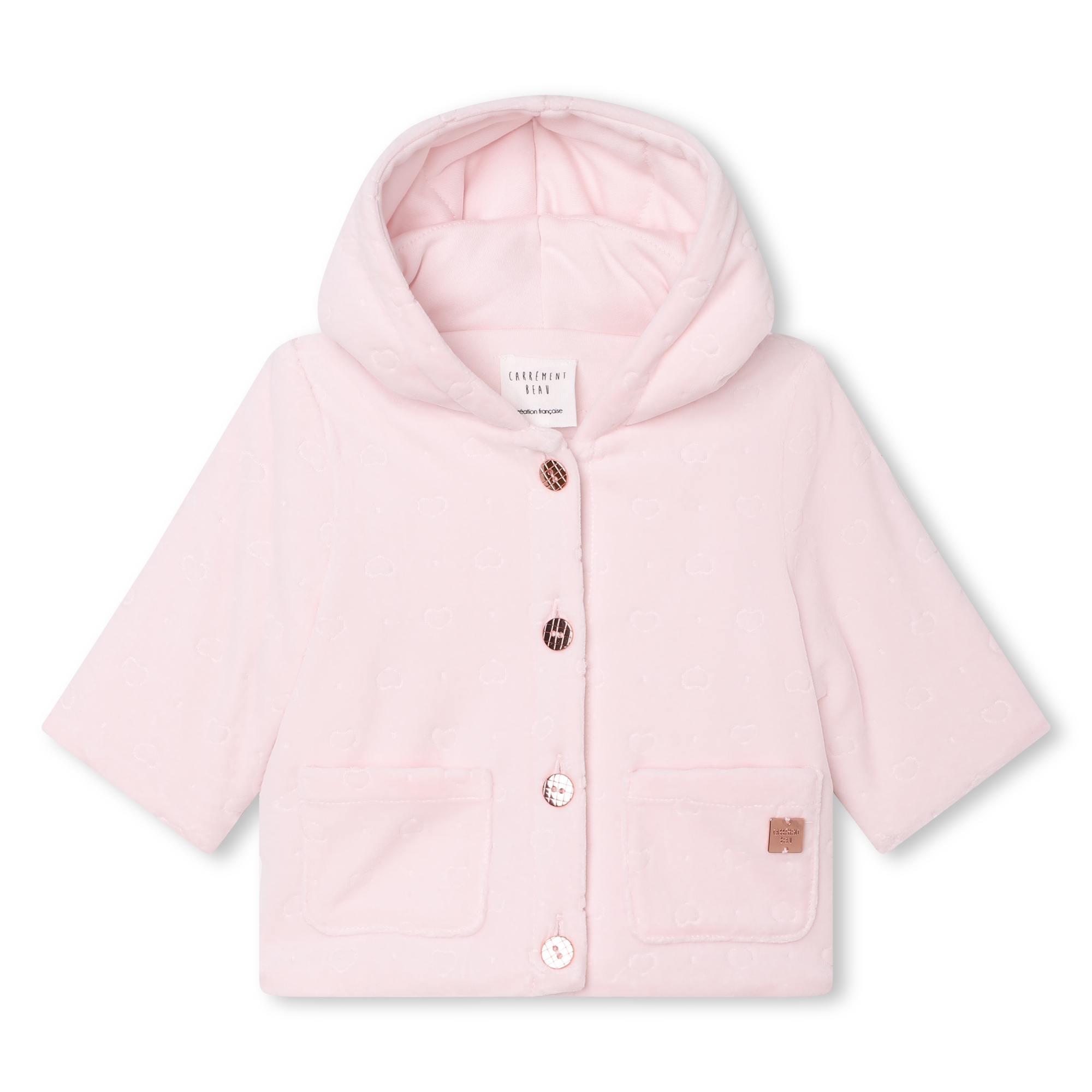 carrement beau manteau doublé à capuche fille 9m rose