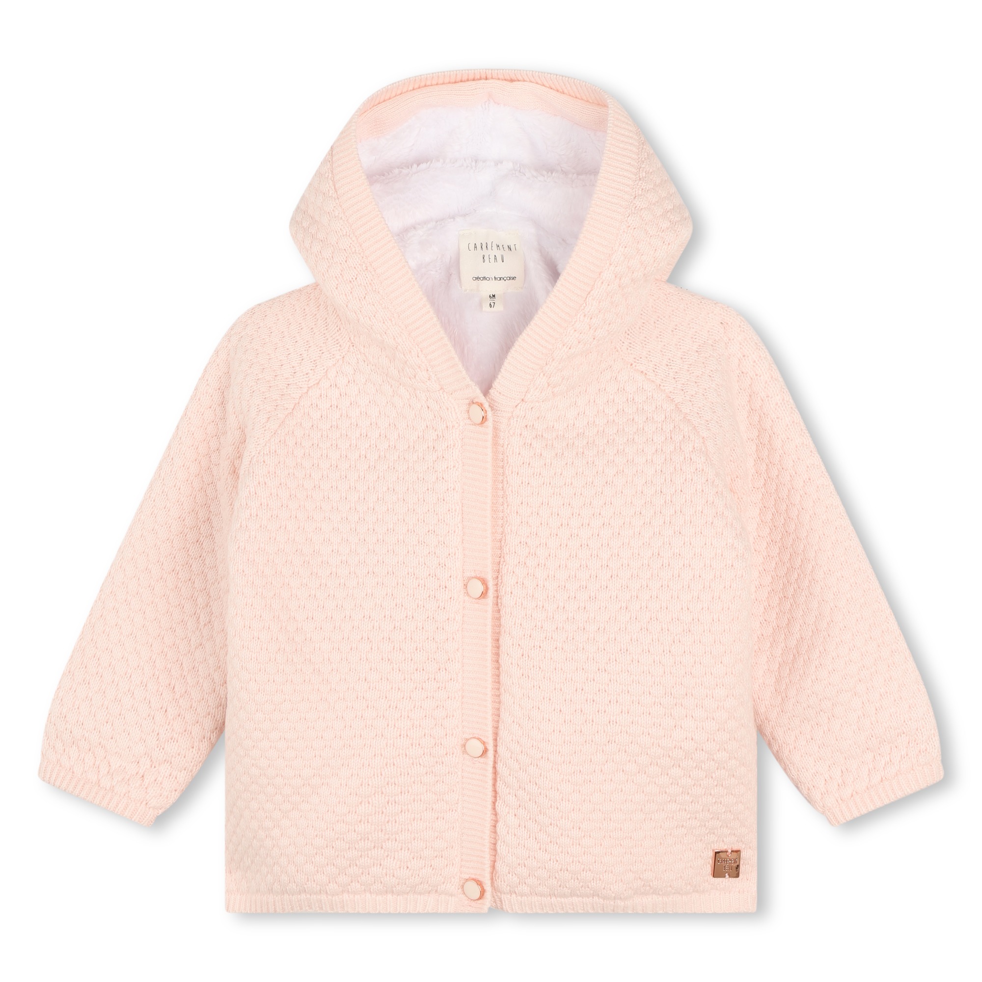 carrement beau veste en tricot boutonnée fille 1m rose