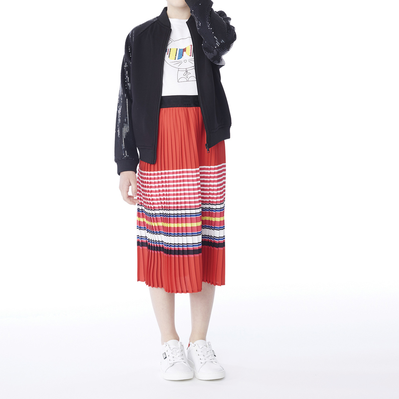 Striped skirt with pleats KARL LAGERFELD KIDS for GIRL
