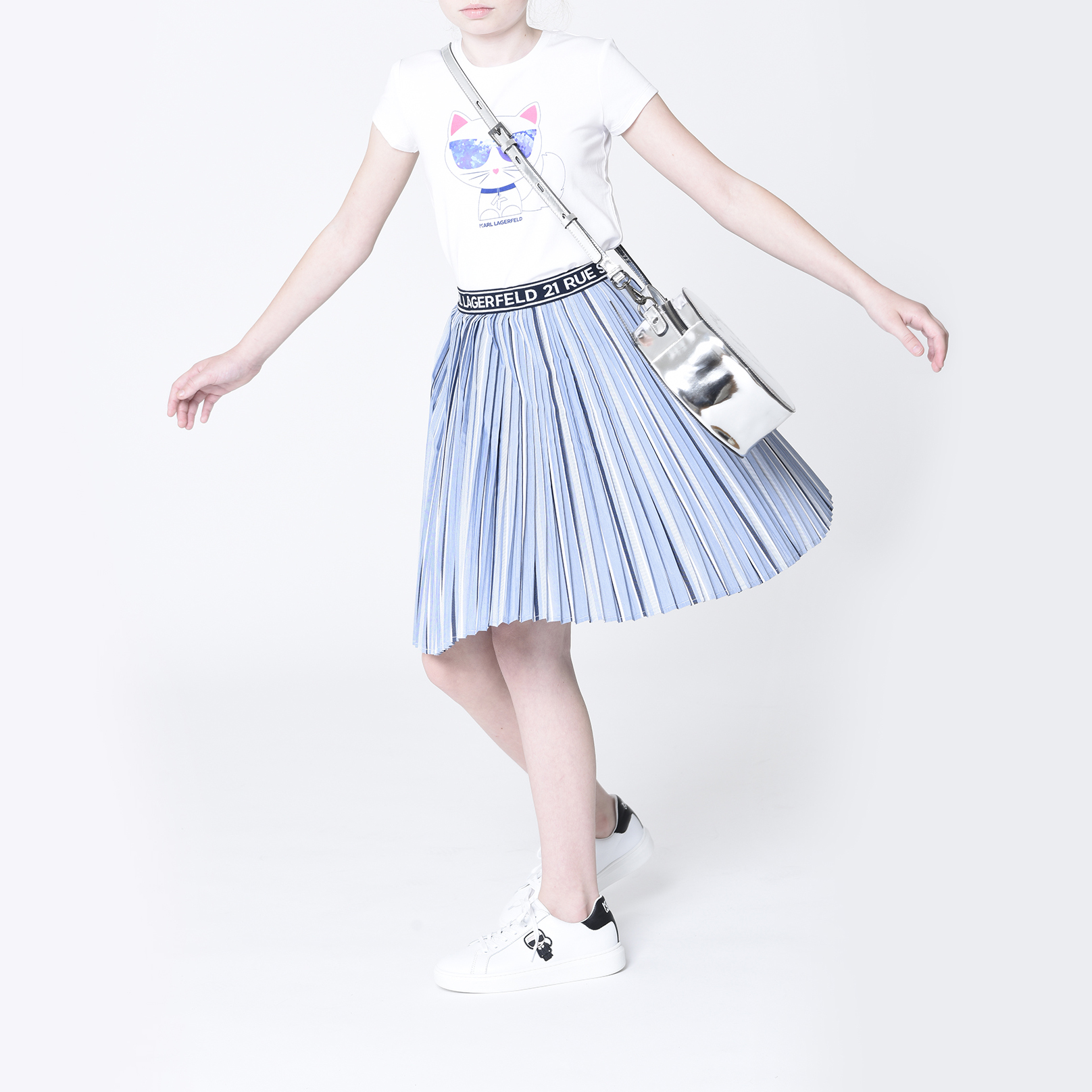 Cotton-blend pleated skirt KARL LAGERFELD KIDS for GIRL