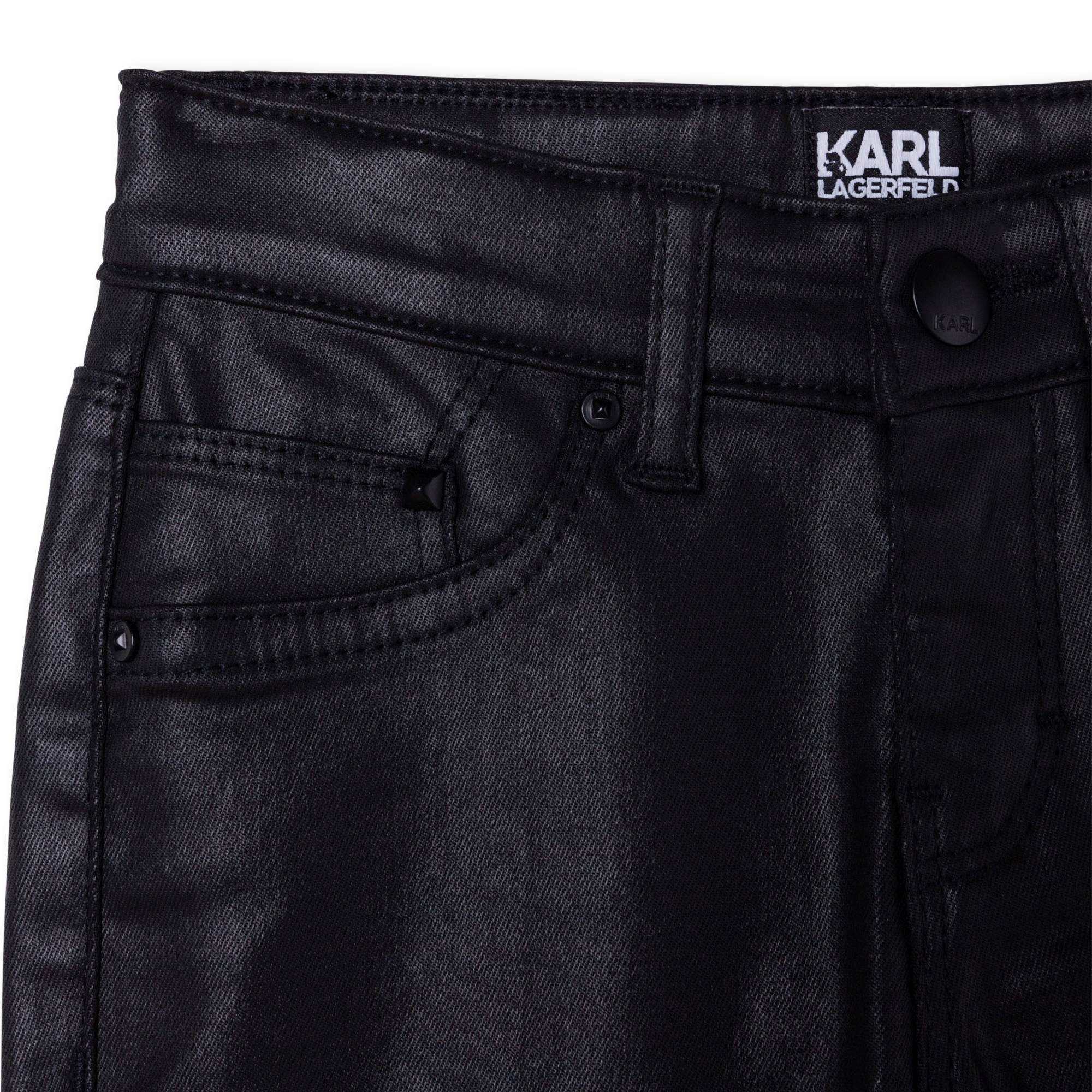 Waxed Skinny Trousers KARL LAGERFELD KIDS for GIRL