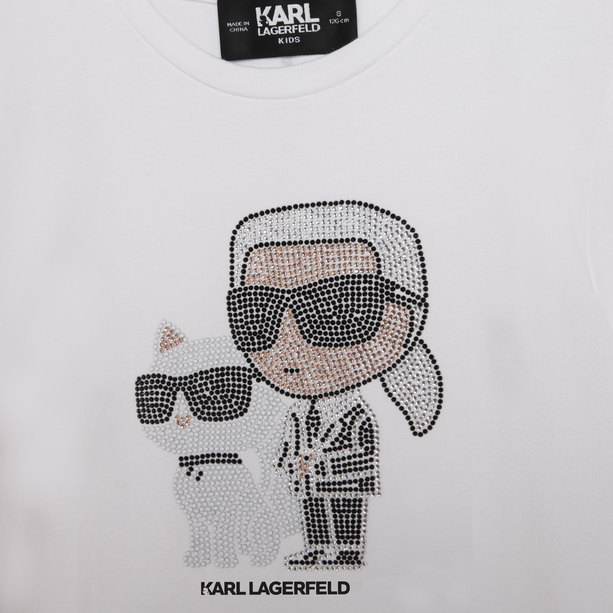 T-shirt con motivi a strass KARL LAGERFELD KIDS Per BAMBINA