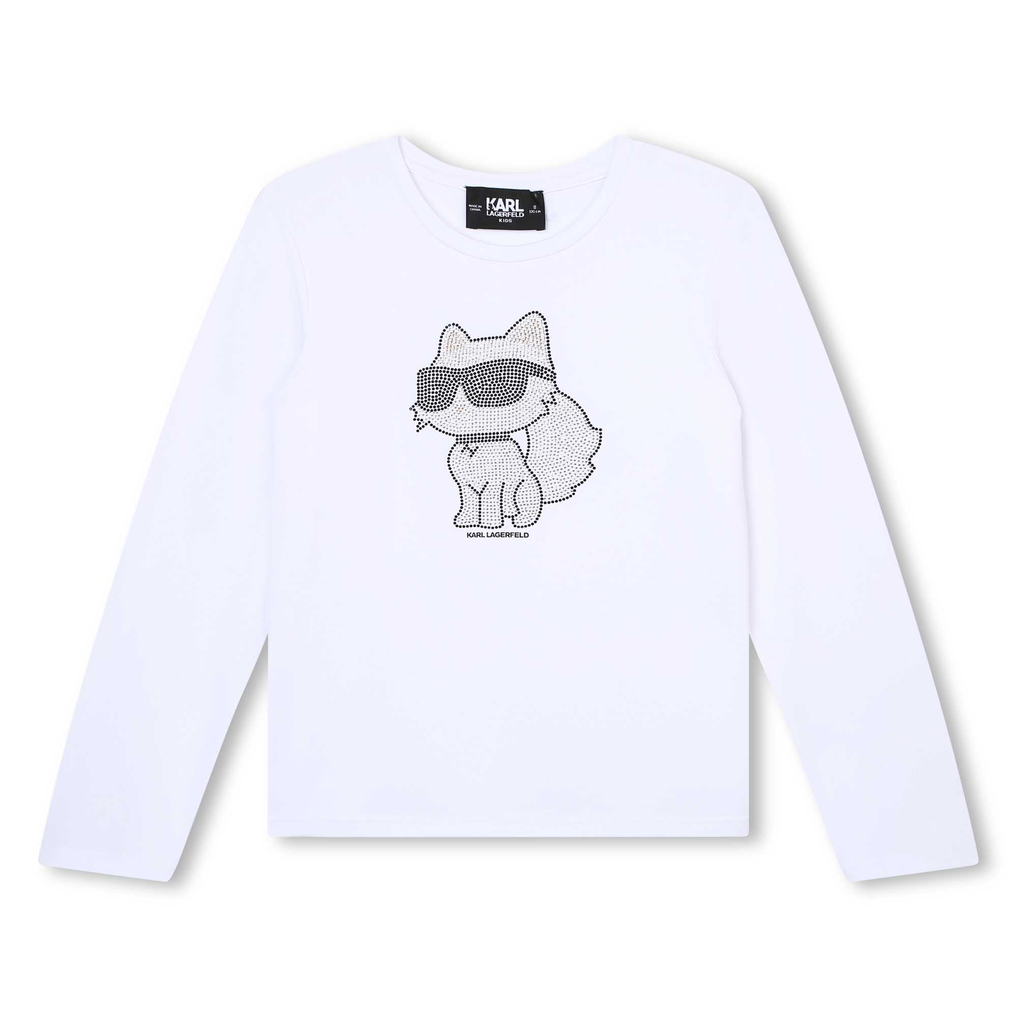 T-shirt in cotone con strass KARL LAGERFELD KIDS Per BAMBINA