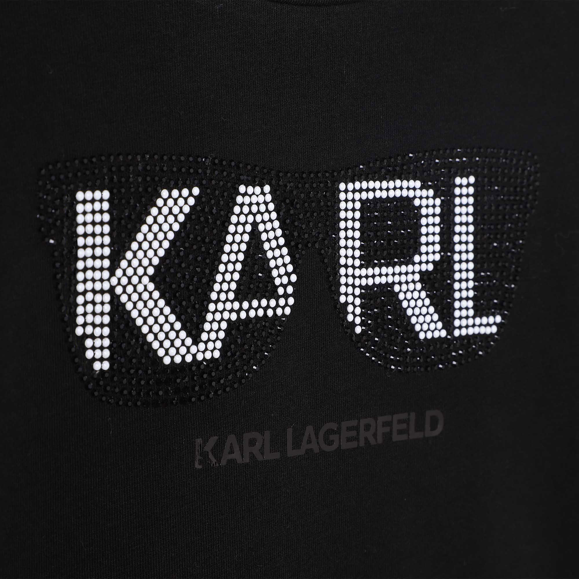 Katoenen T-shirt lange mouwen KARL LAGERFELD KIDS Voor