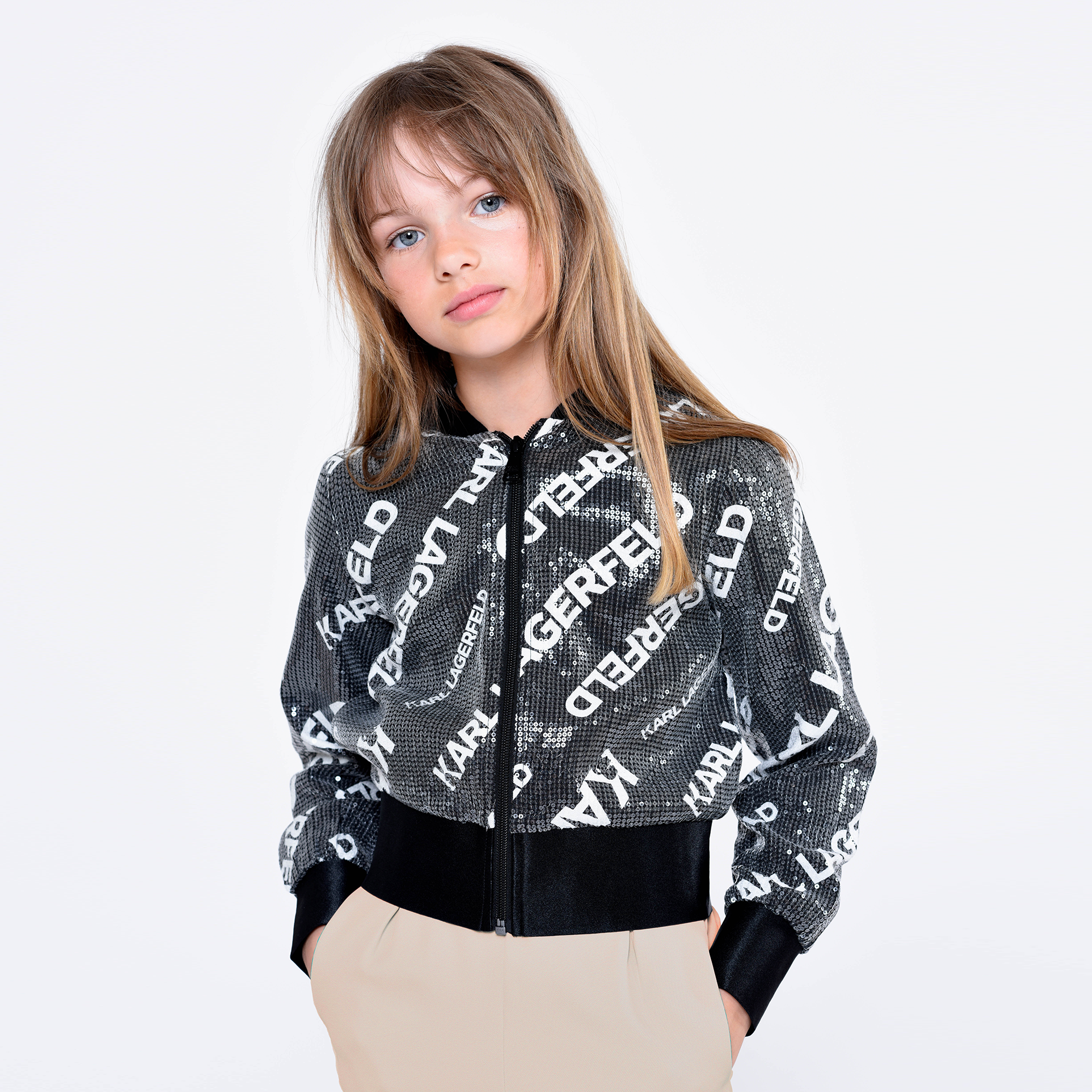 Printed sequinned jacket KARL LAGERFELD KIDS for GIRL