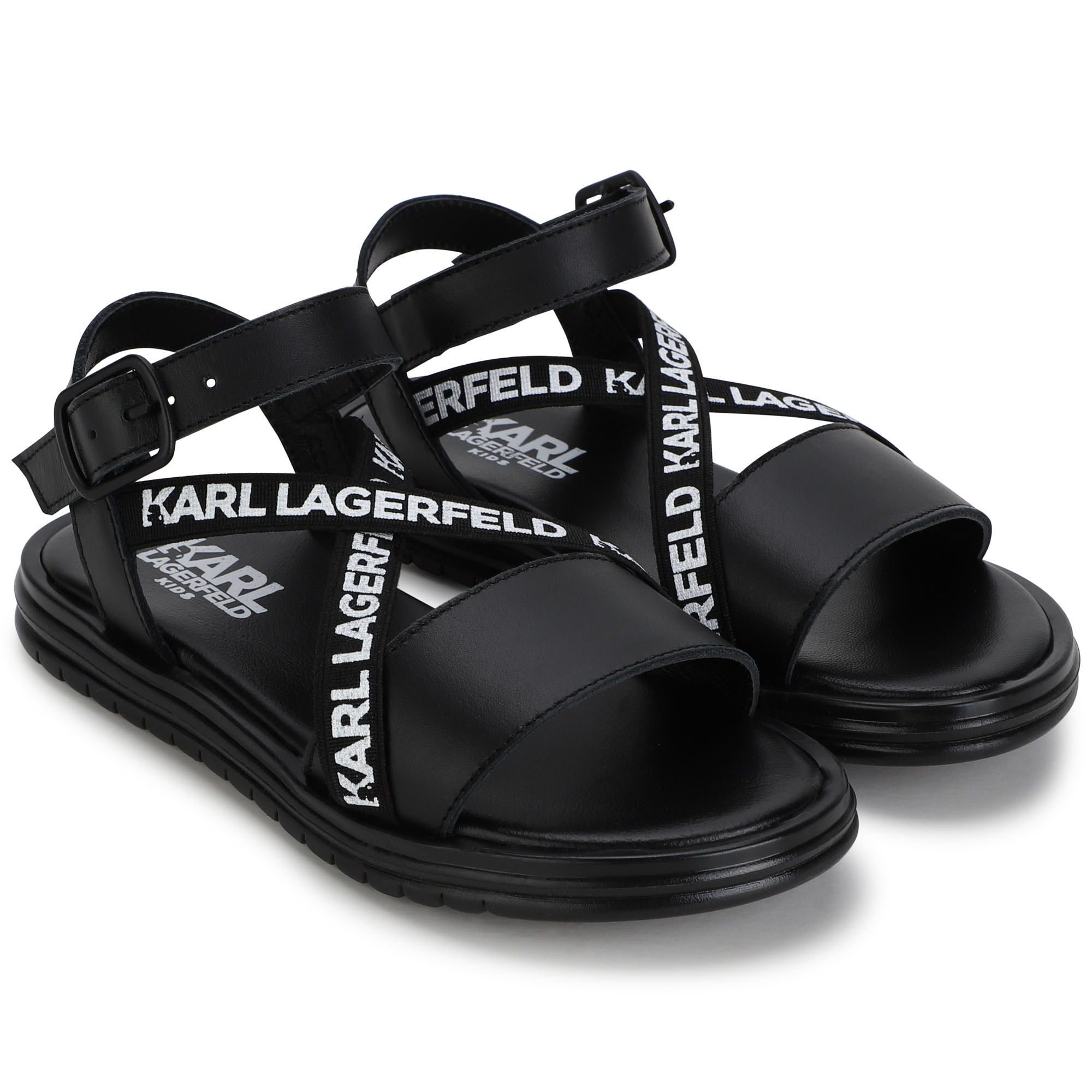 Leren sandalen met gespen KARL LAGERFELD KIDS Voor