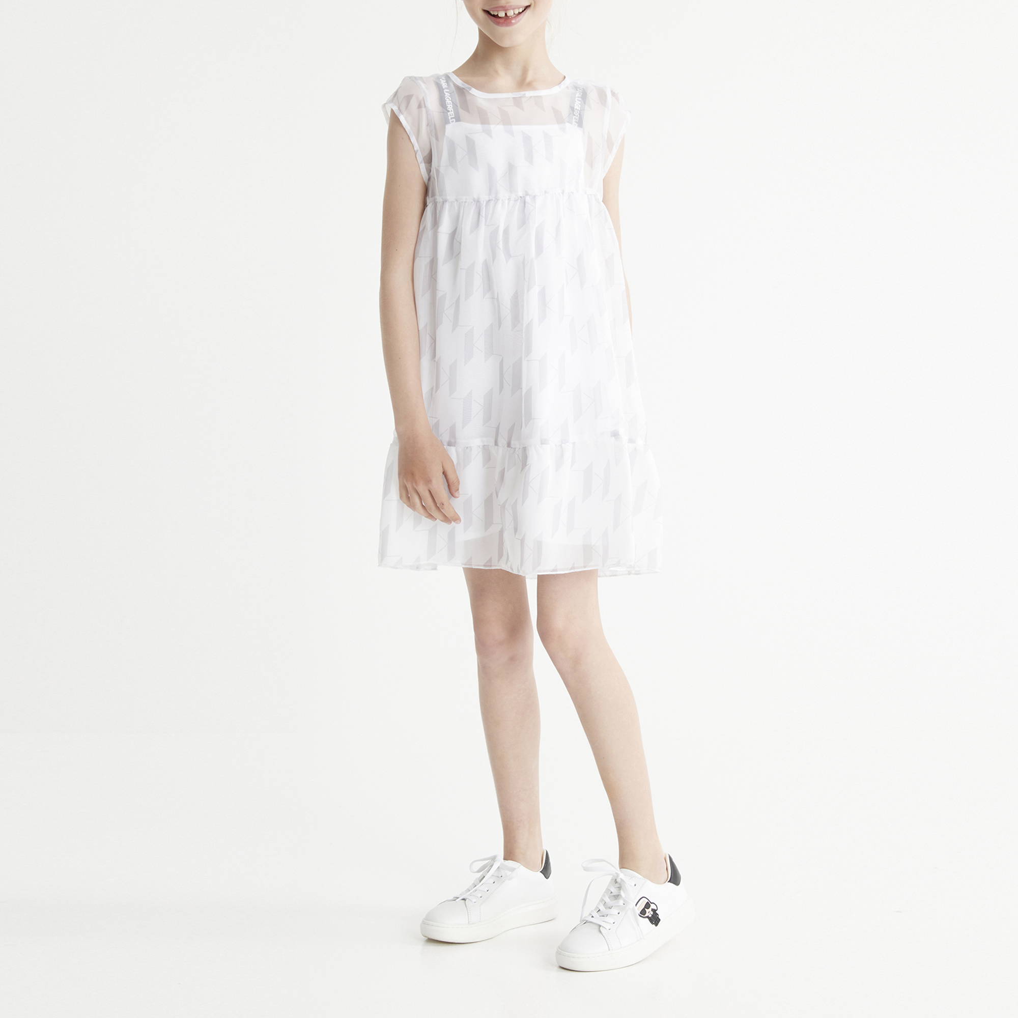 Laced leather trainers KARL LAGERFELD KIDS for GIRL