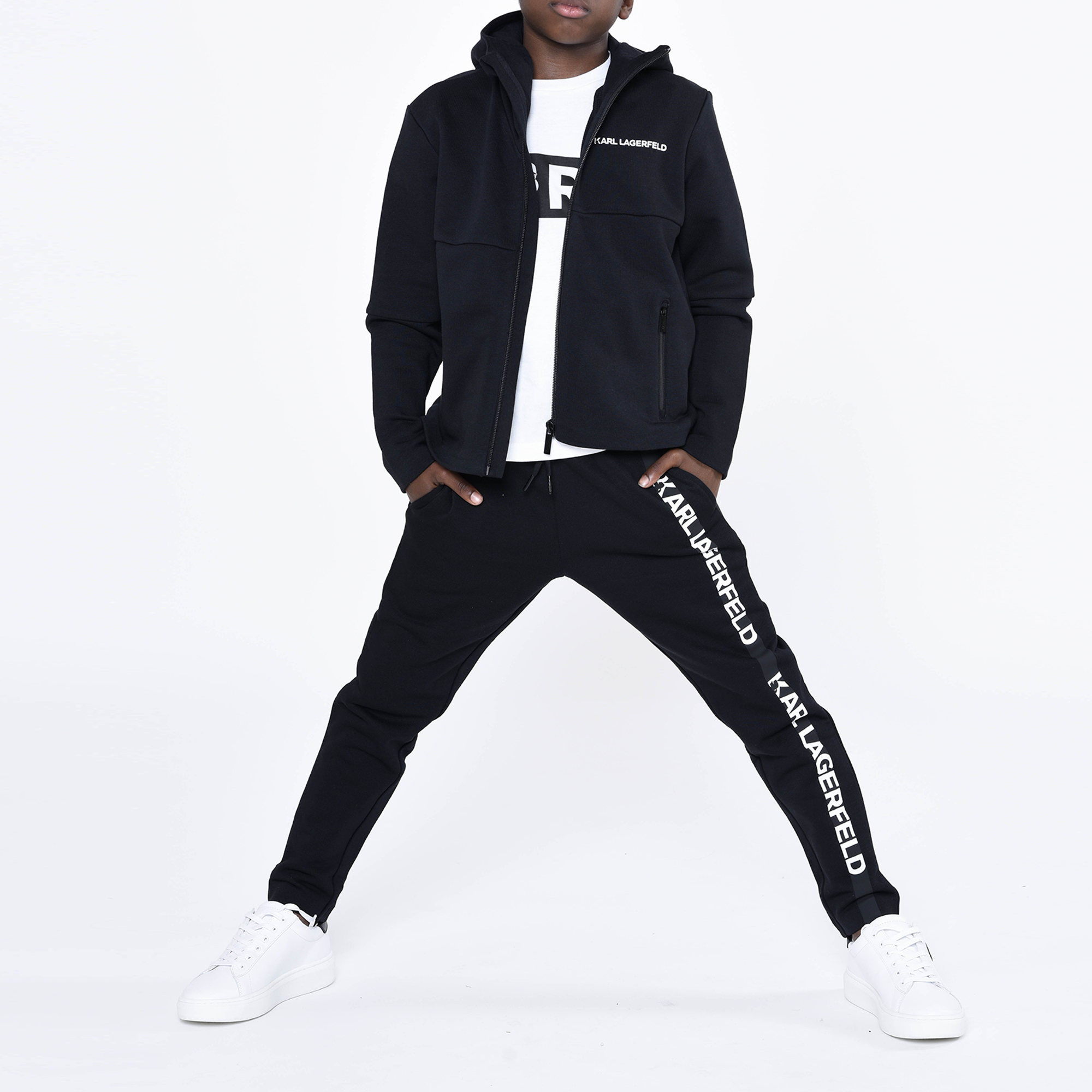 Cardigan de jogging à capuche KARL LAGERFELD KIDS pour GARCON