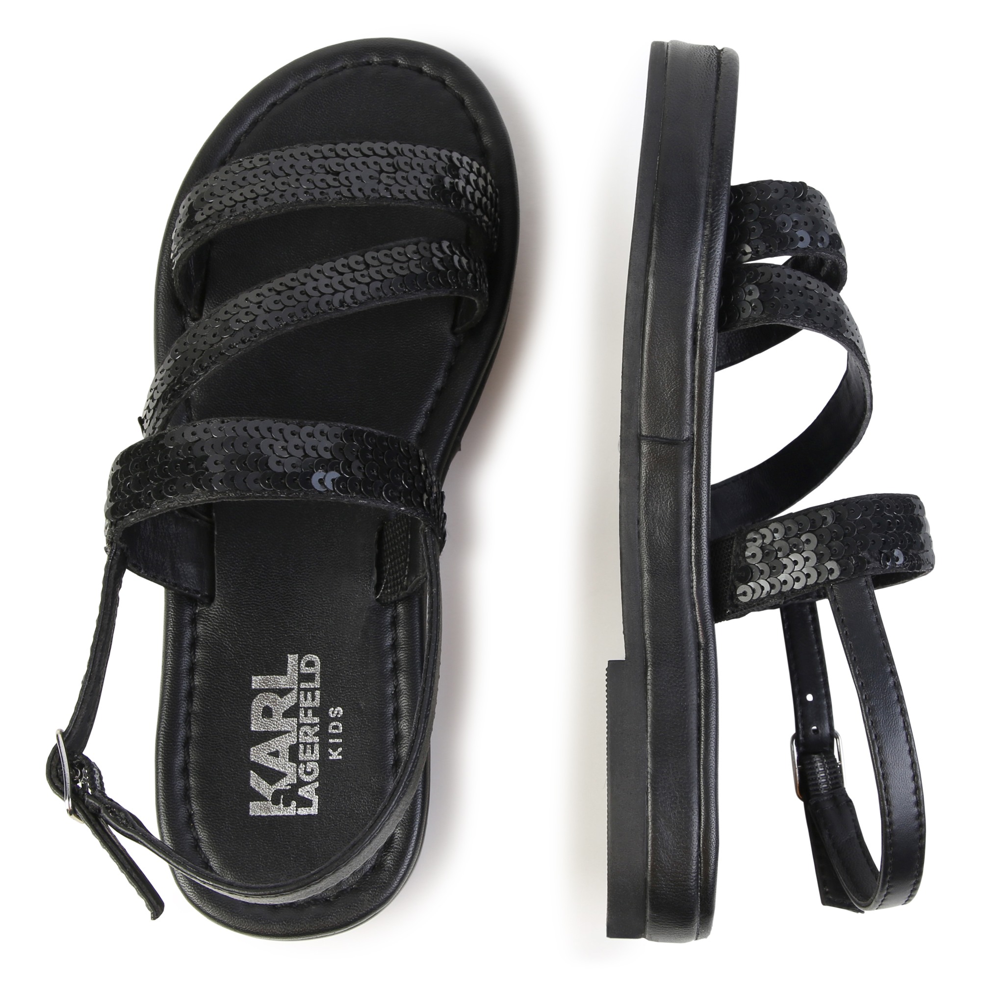 Sequined leather sandals KARL LAGERFELD KIDS for GIRL