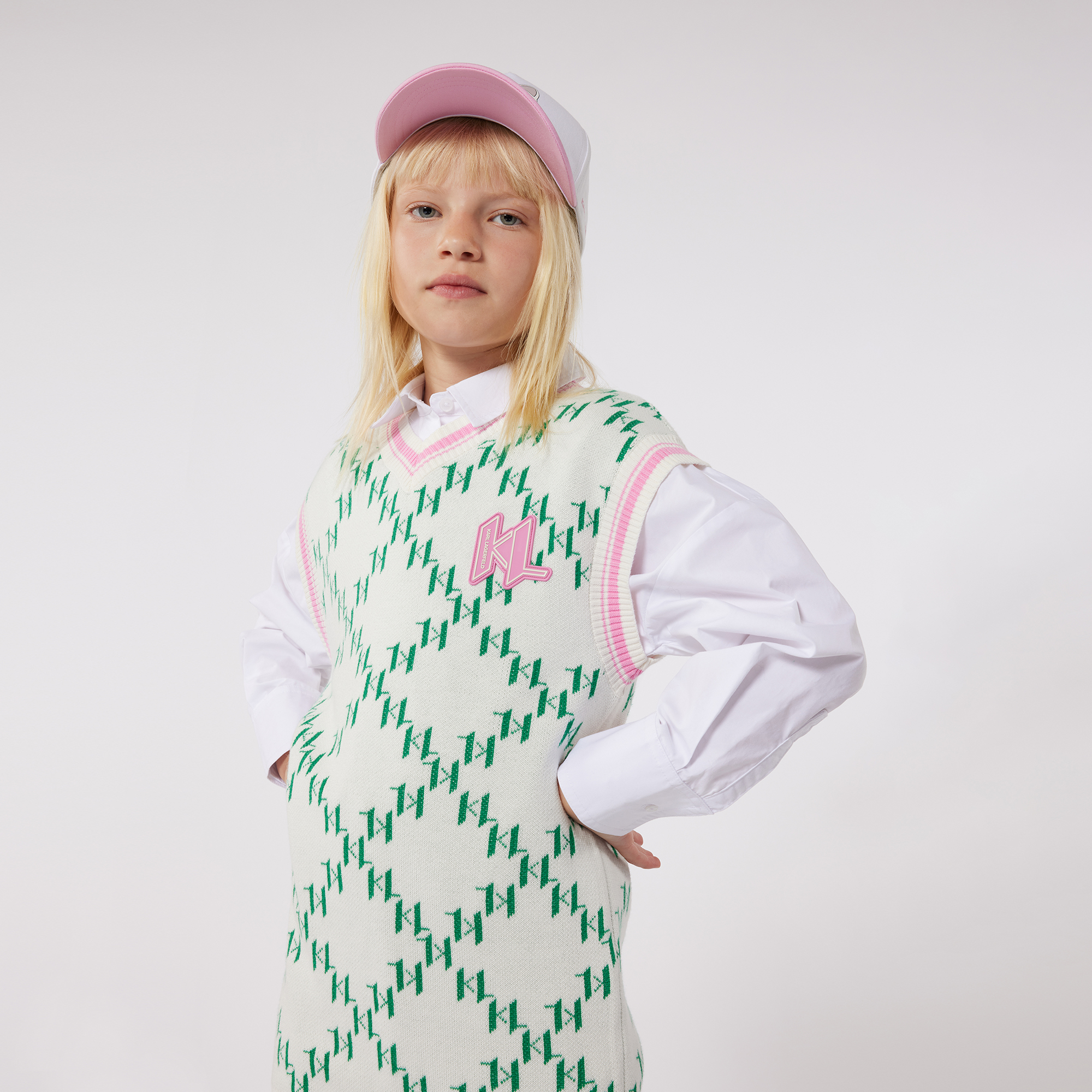 Robe chemise popeline de coton KARL LAGERFELD KIDS pour FILLE