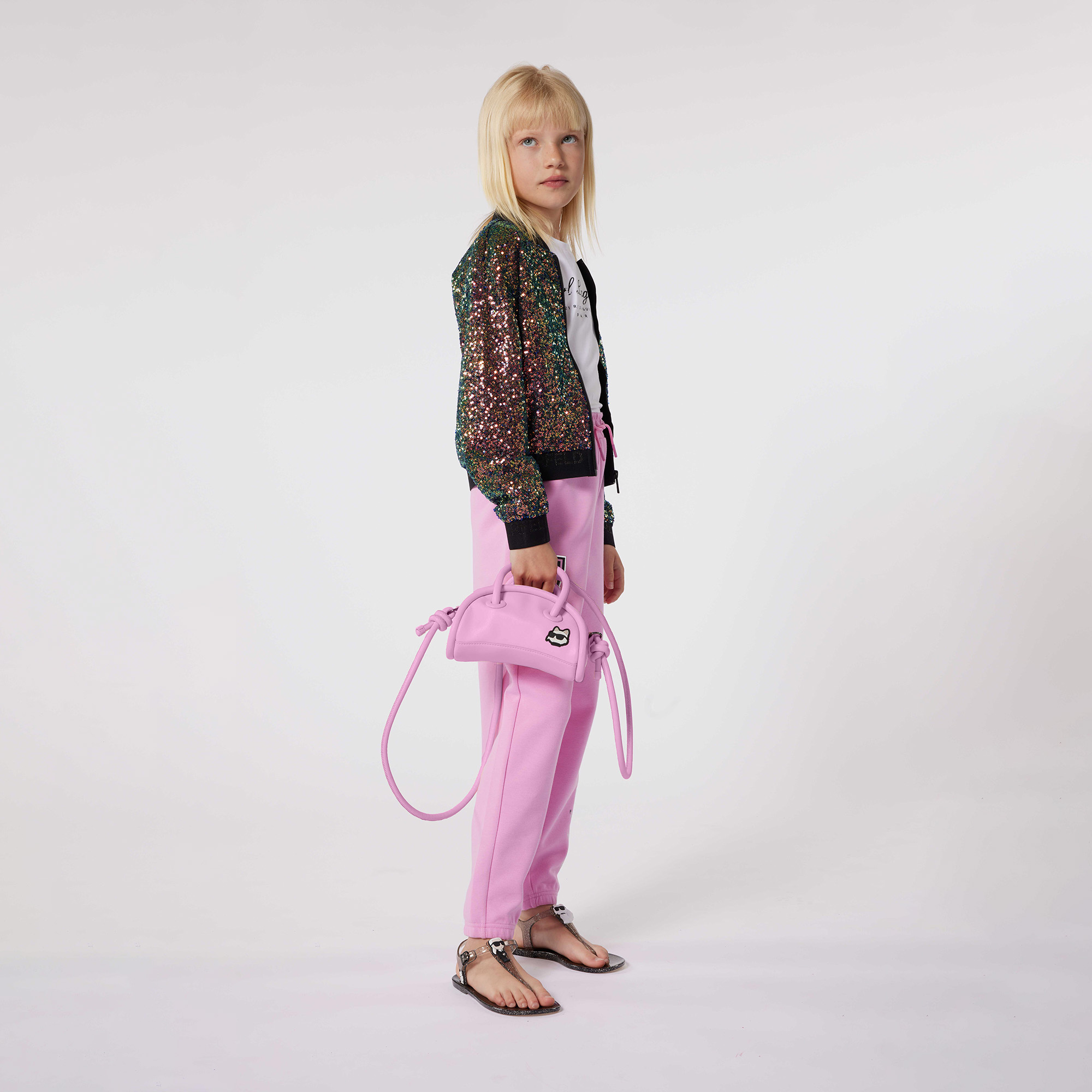 Zip-up coated fabric handbag KARL LAGERFELD KIDS for GIRL