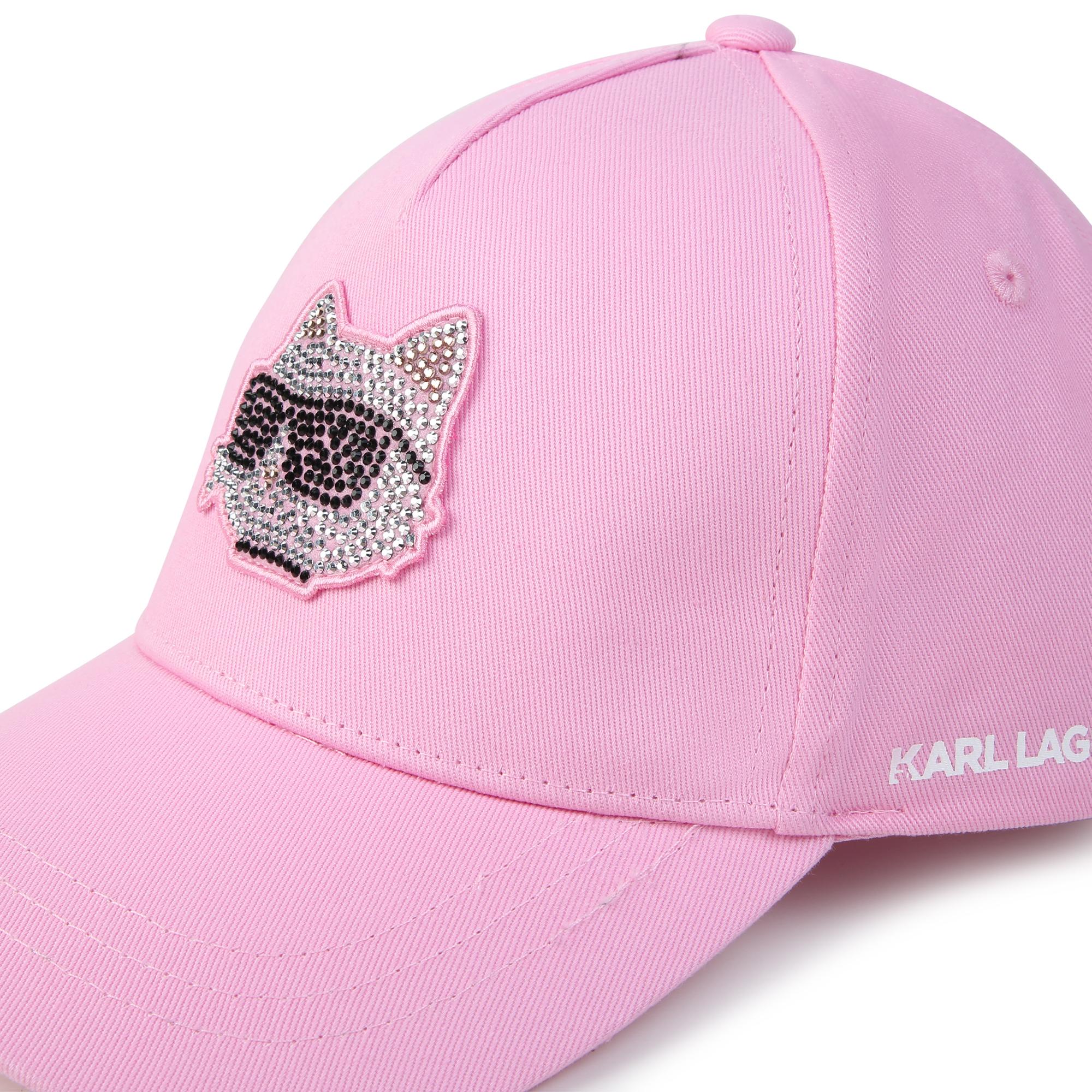 Cotton cap with diamantés KARL LAGERFELD KIDS for GIRL