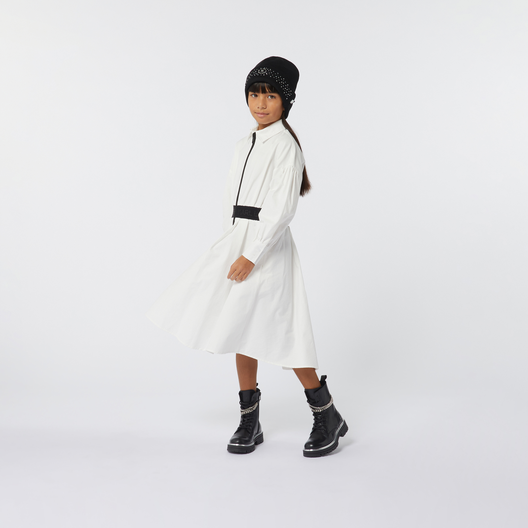 Robe chemise zippée KARL LAGERFELD KIDS pour FILLE