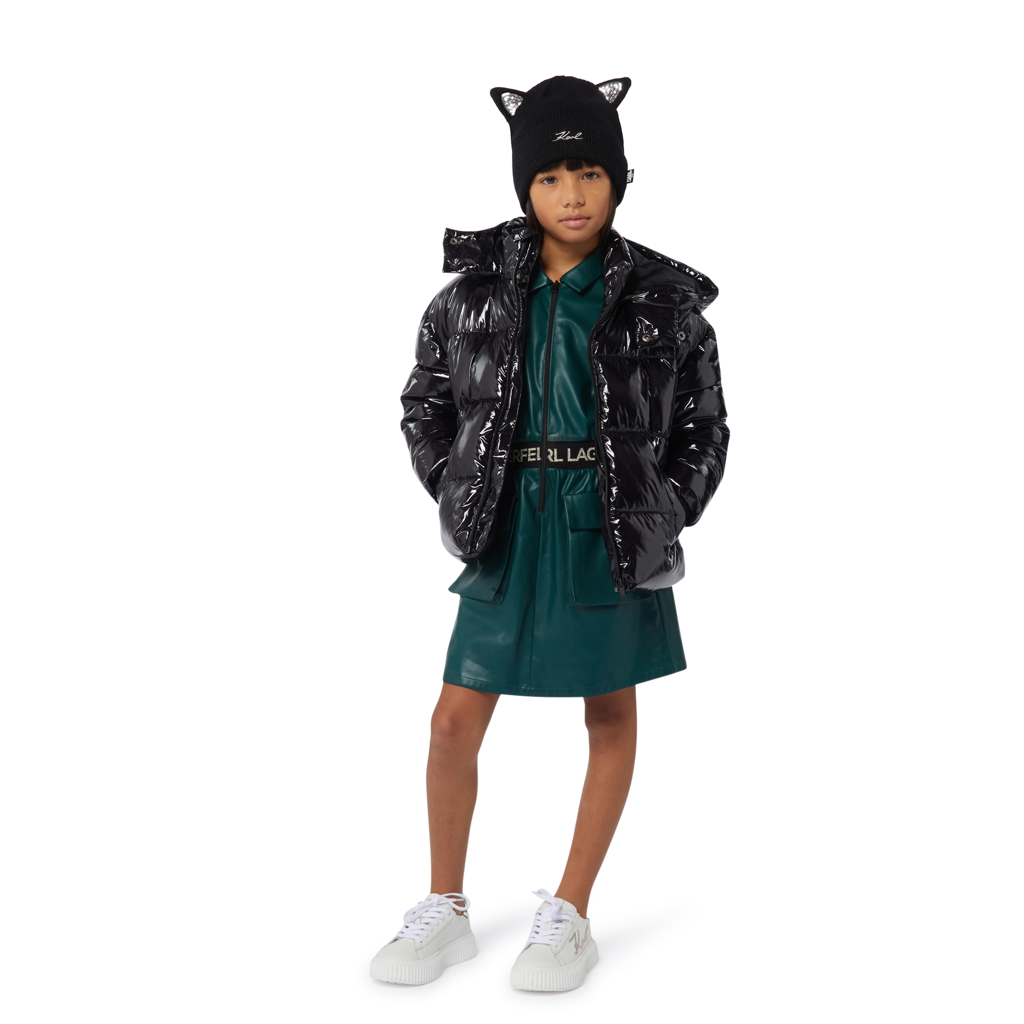 Robe chemise zippée KARL LAGERFELD KIDS pour FILLE