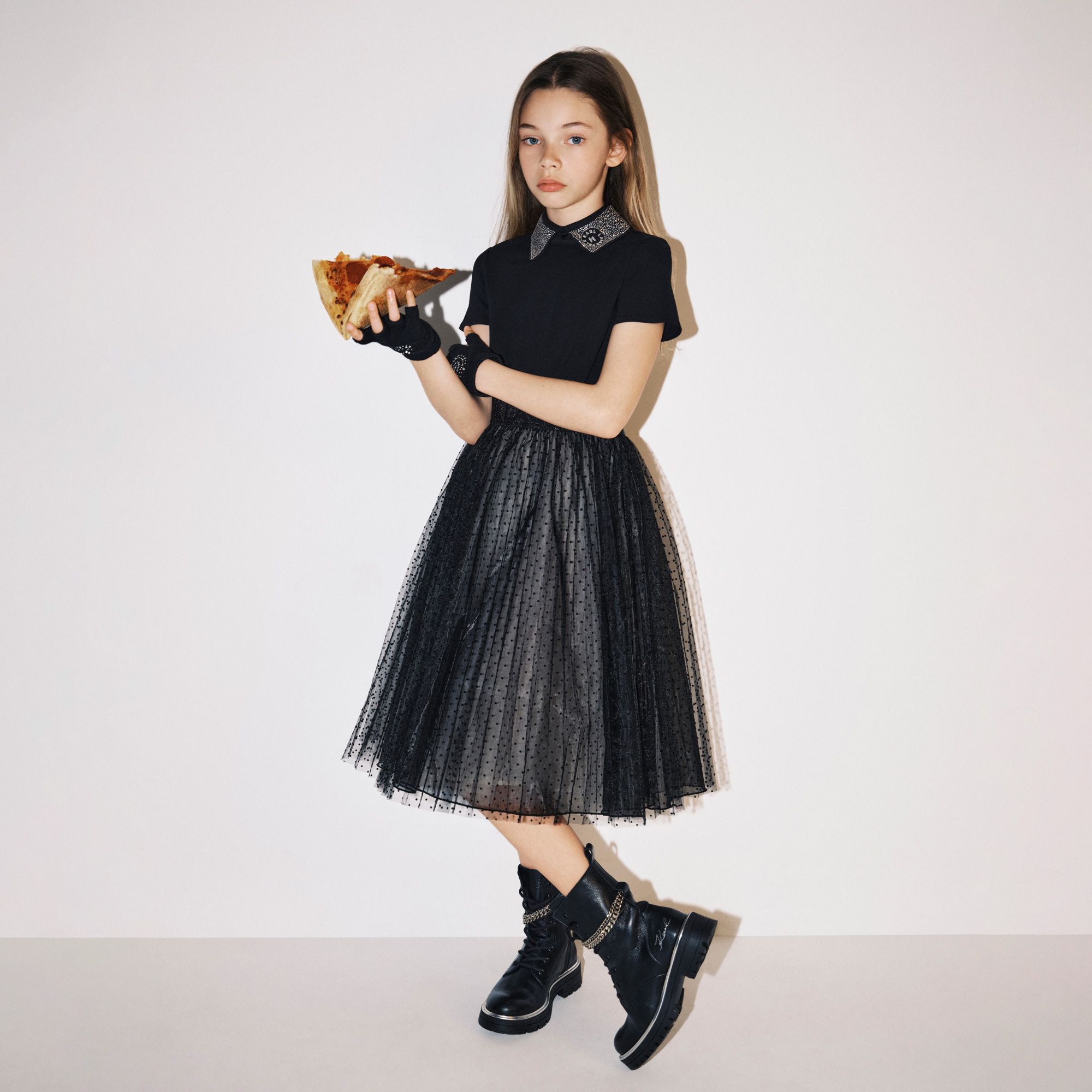 Multimaterial party dress KARL LAGERFELD KIDS for GIRL