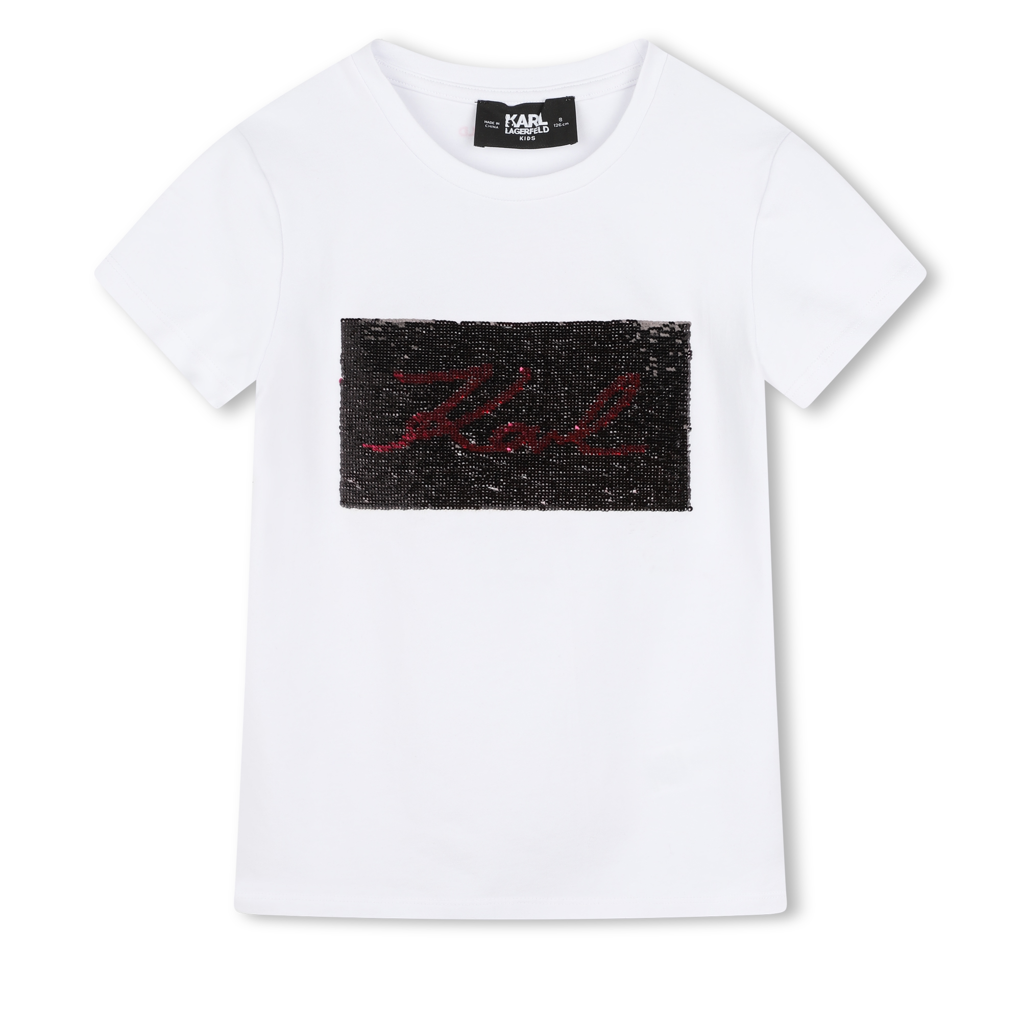 Reversible sequinned T-shirt KARL LAGERFELD KIDS for GIRL