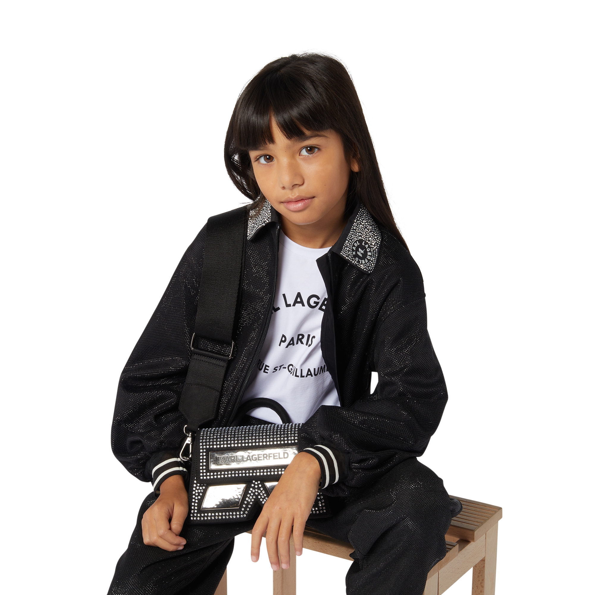 Sweatshirt with jeweled collar KARL LAGERFELD KIDS for GIRL