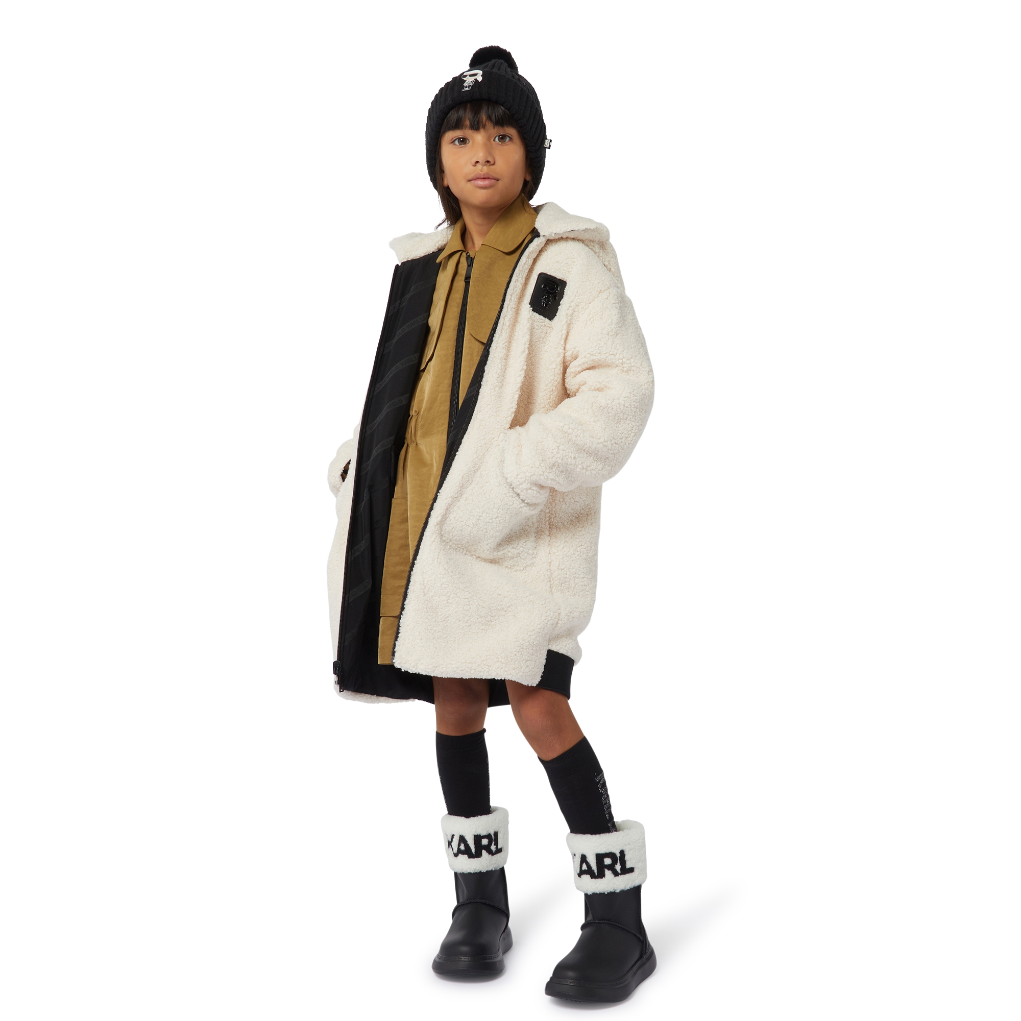 Parka réversible à capuche KARL LAGERFELD KIDS pour FILLE