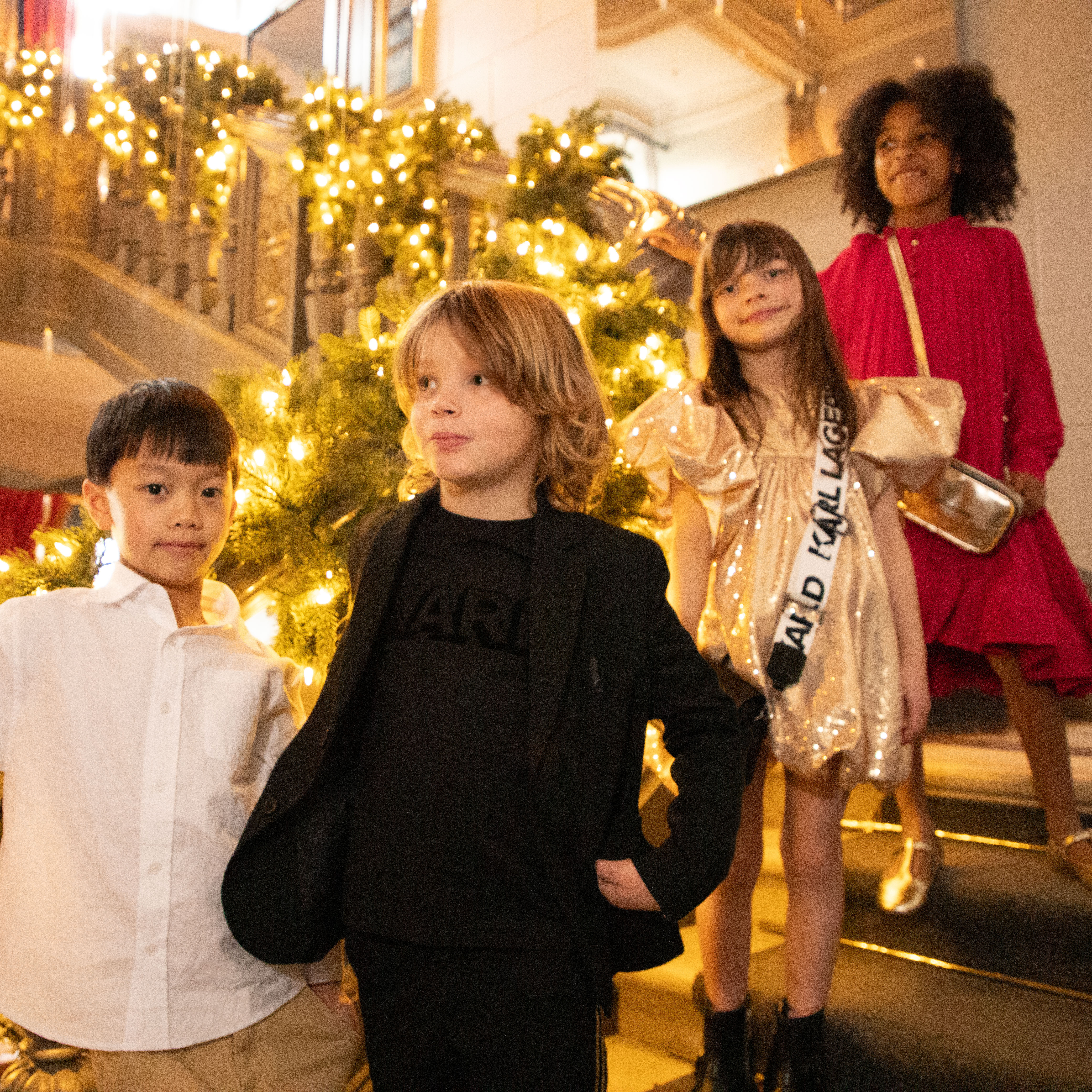 Feestelijke blazer met strepen KARL LAGERFELD KIDS Voor