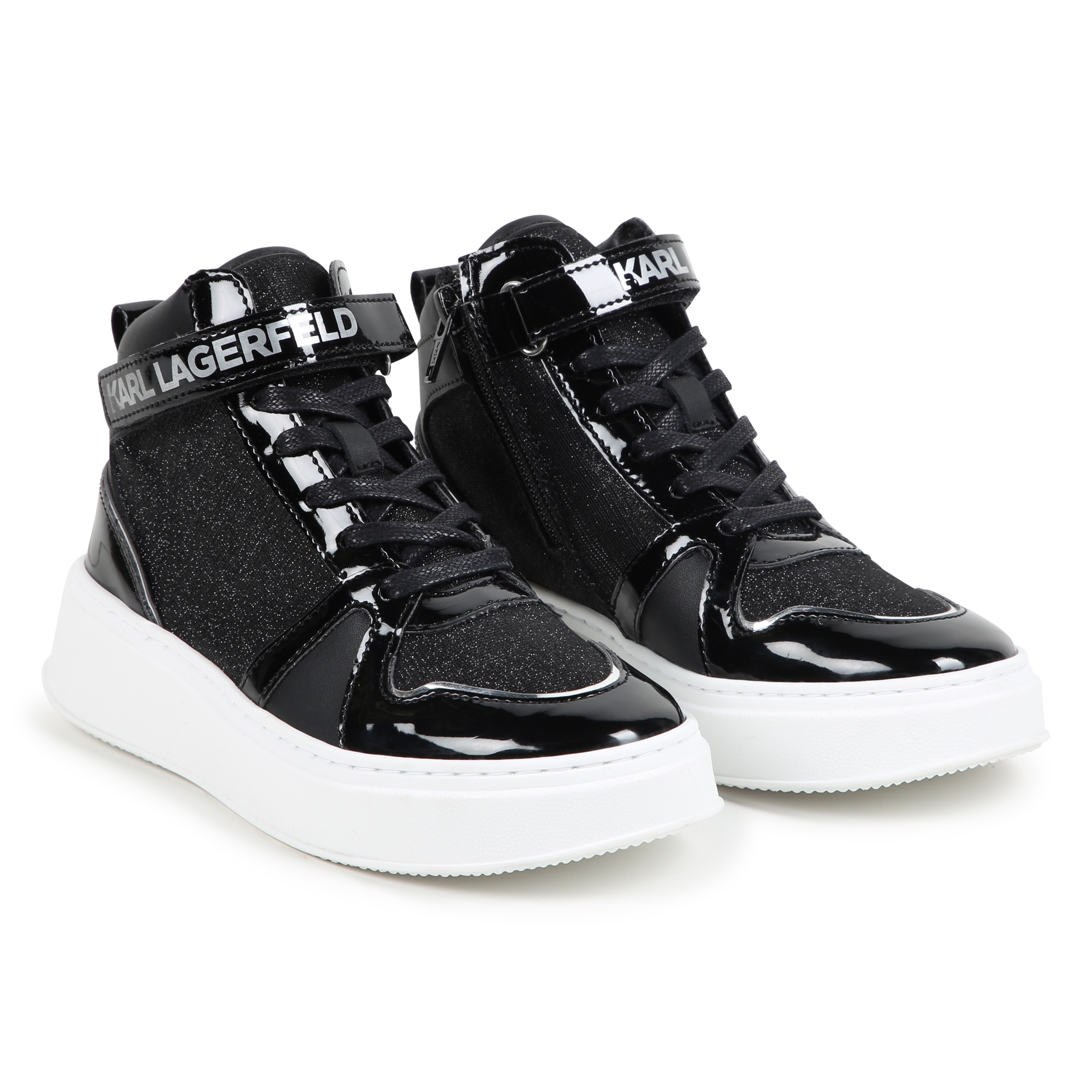 Baskets montantes en cuir de vachette KARL LAGERFELD KIDS pour FILLE