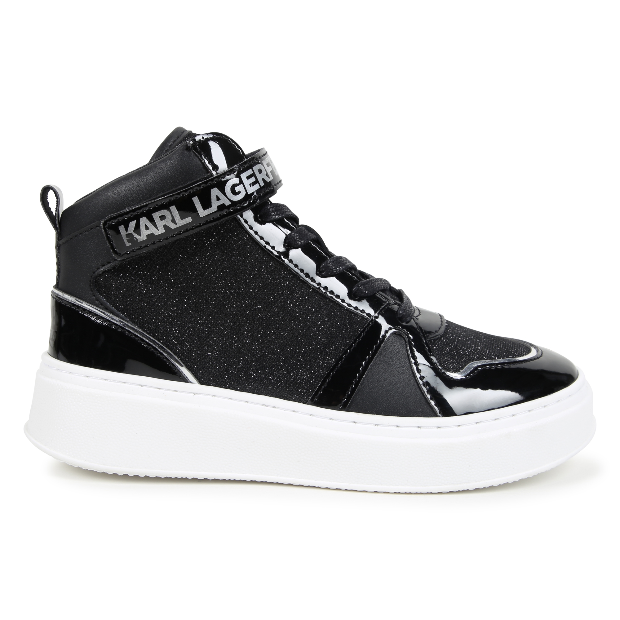 Baskets montantes en cuir de vachette KARL LAGERFELD KIDS pour FILLE