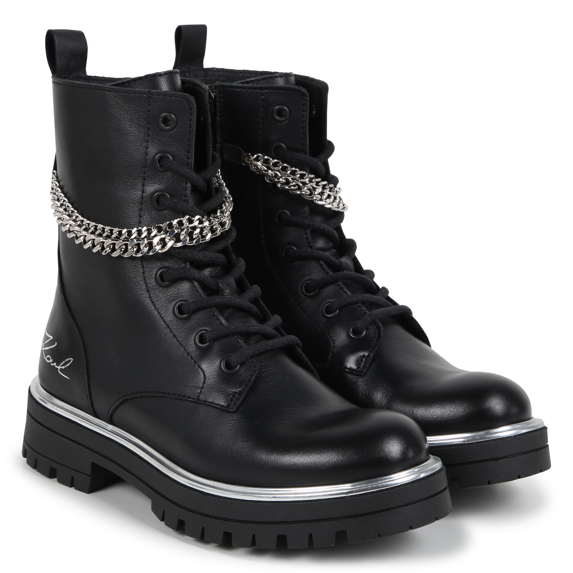 Bottines en cuir de vachette KARL LAGERFELD KIDS pour FILLE