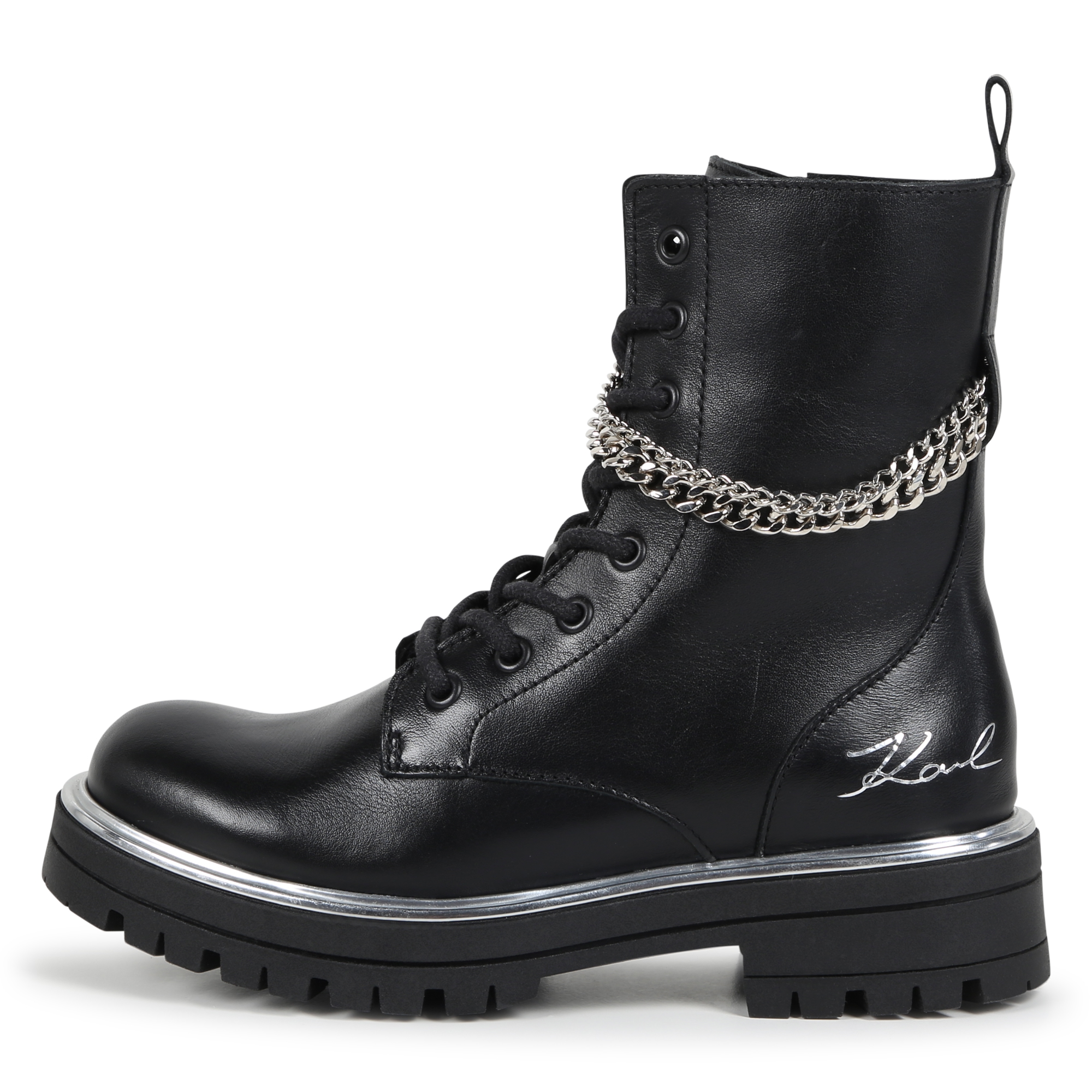 Bottines en cuir de vachette KARL LAGERFELD KIDS pour FILLE