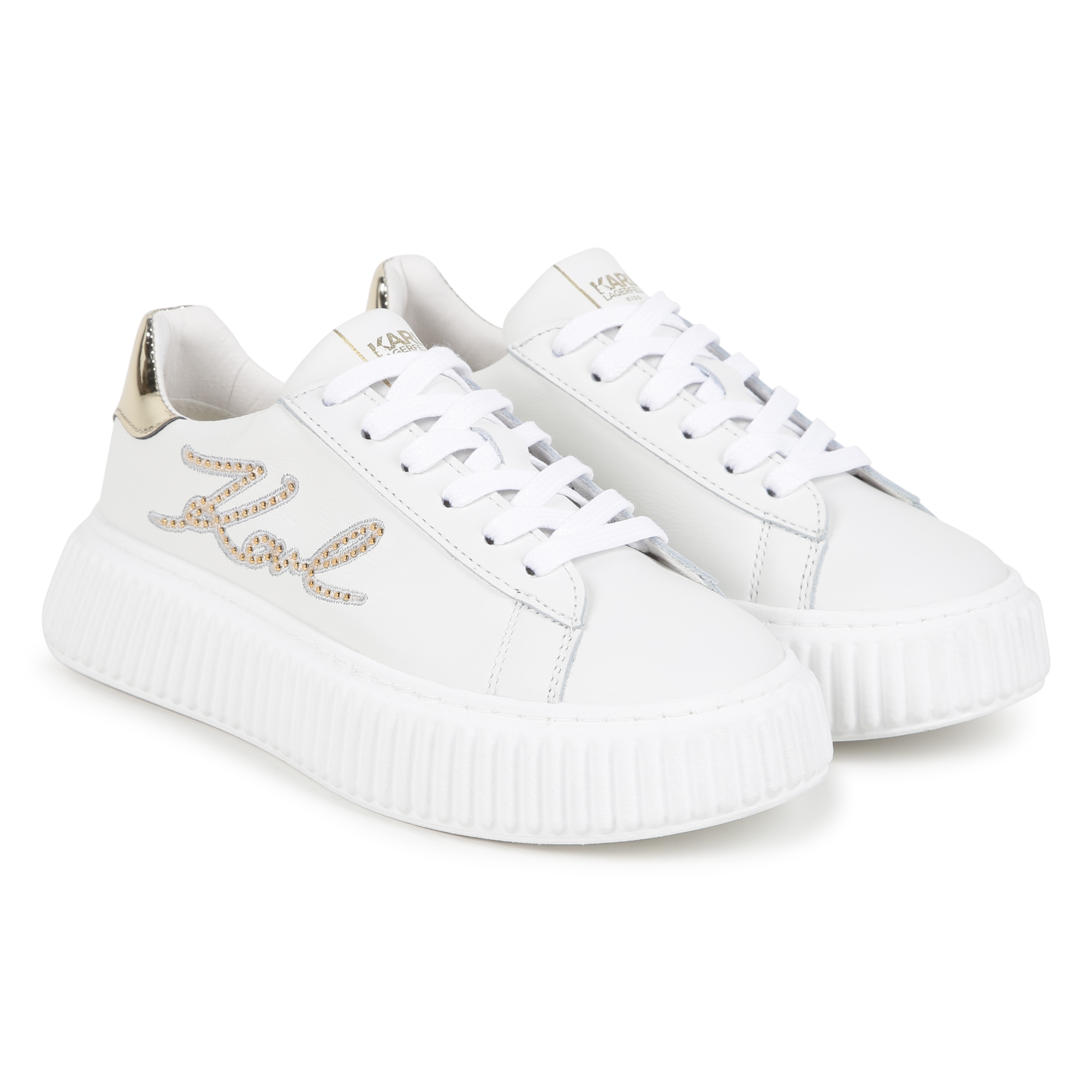 Lederen sneakers met veters KARL LAGERFELD KIDS Voor