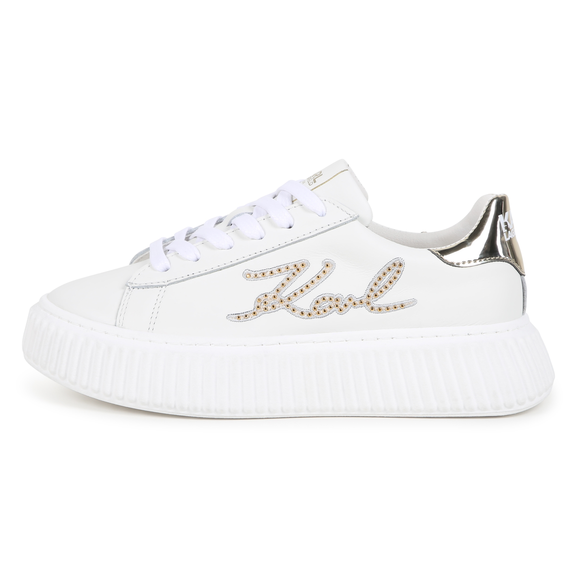 Sneakers stringate in pelle KARL LAGERFELD KIDS Per BAMBINA