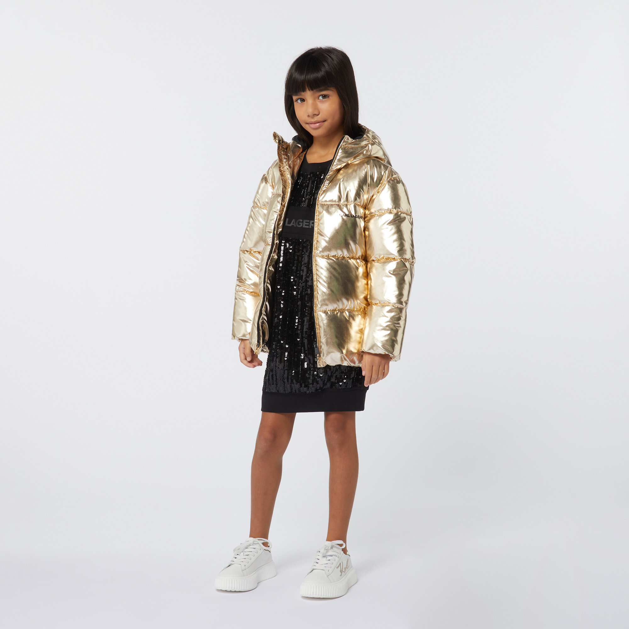 Baskets en cuir de vachette KARL LAGERFELD KIDS pour FILLE